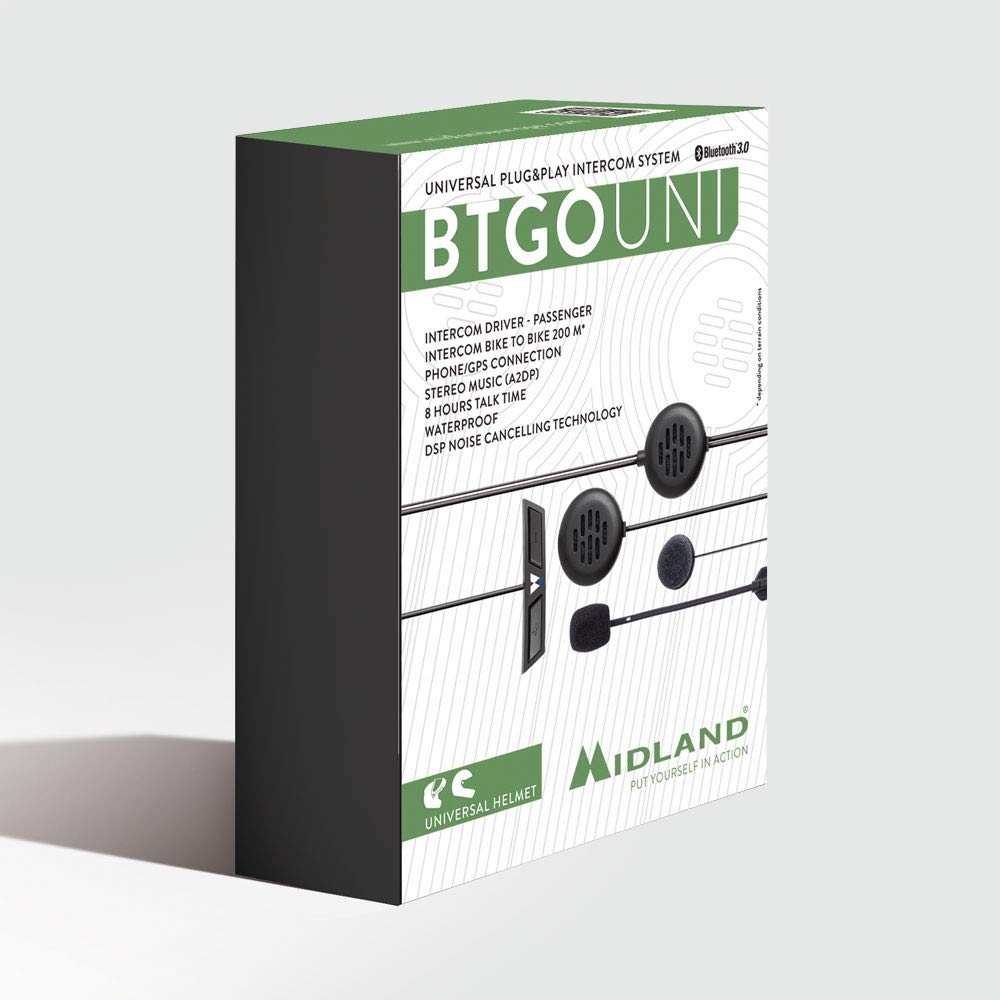Midland BTGO Universal Plug and Play Intercom - Wireless Communication System for Outdoor Adventures, Construction Sites & Home Security (2-Pack)