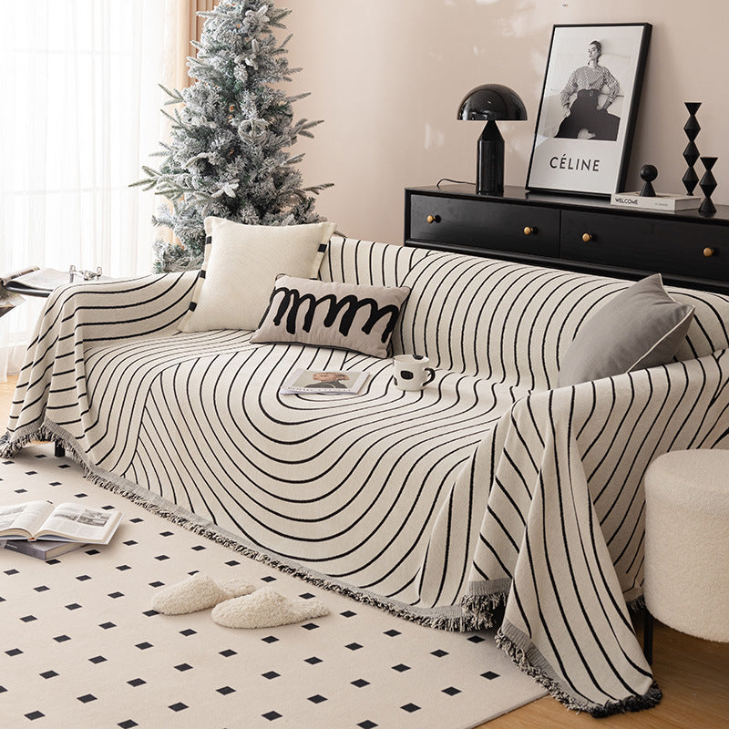 Kayleigh Geometric Sofa Couch Cover Blanket - Stretchable Furniture Protector for Living Room, Bedroom - Perfect for Pets, Kids & Home Decor