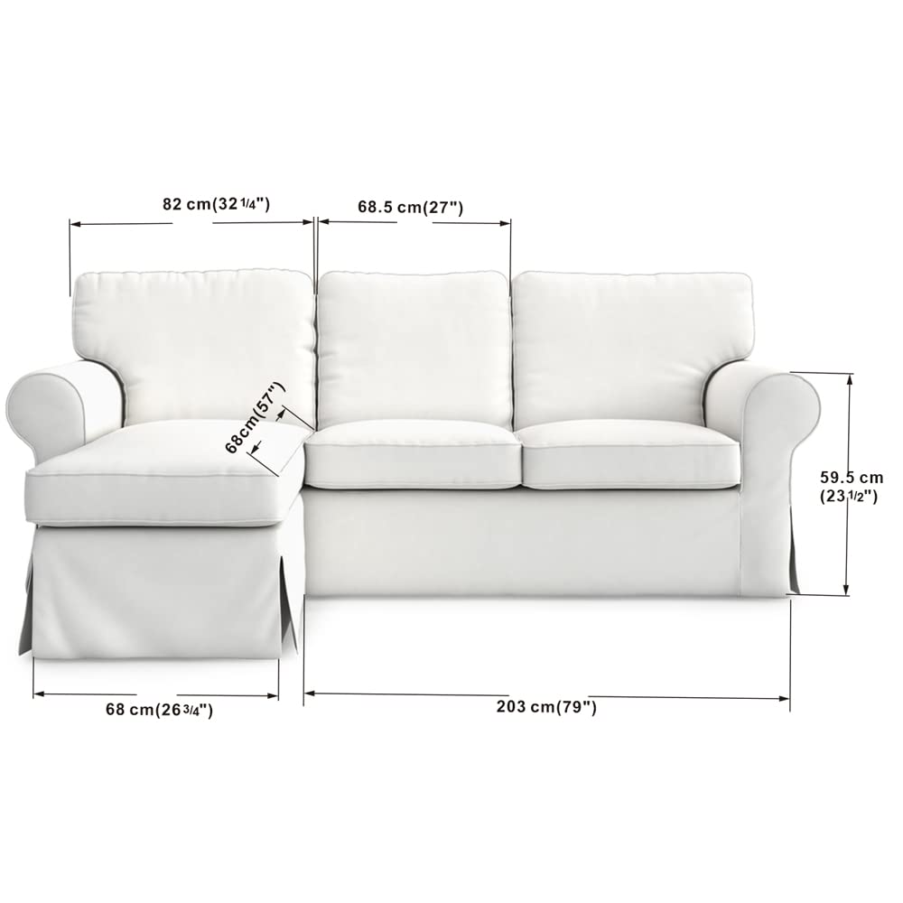 Custom IKEA Ektorp 2-Seat Loveseat & Chaise Lounge Slipcover Replacement - Titanium Grey | Perfect for Sofa Protection & Home Decor Upgrade | Fits Ektorp Sectional 3-Seat Sofa