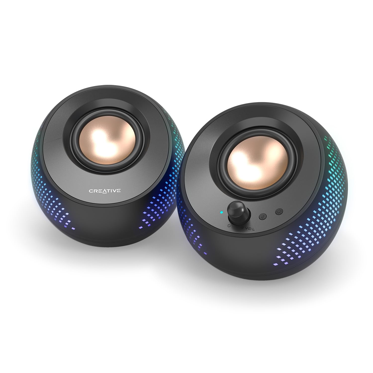 Creative Pebble X 2.0 USB-C Computer Speakers with Customizable RGB Lighting, Bluetooth 5.3, USB Audio, 15W RMS Power for PC and Mac - Perfect for Gaming, Streaming & Home Office Setup