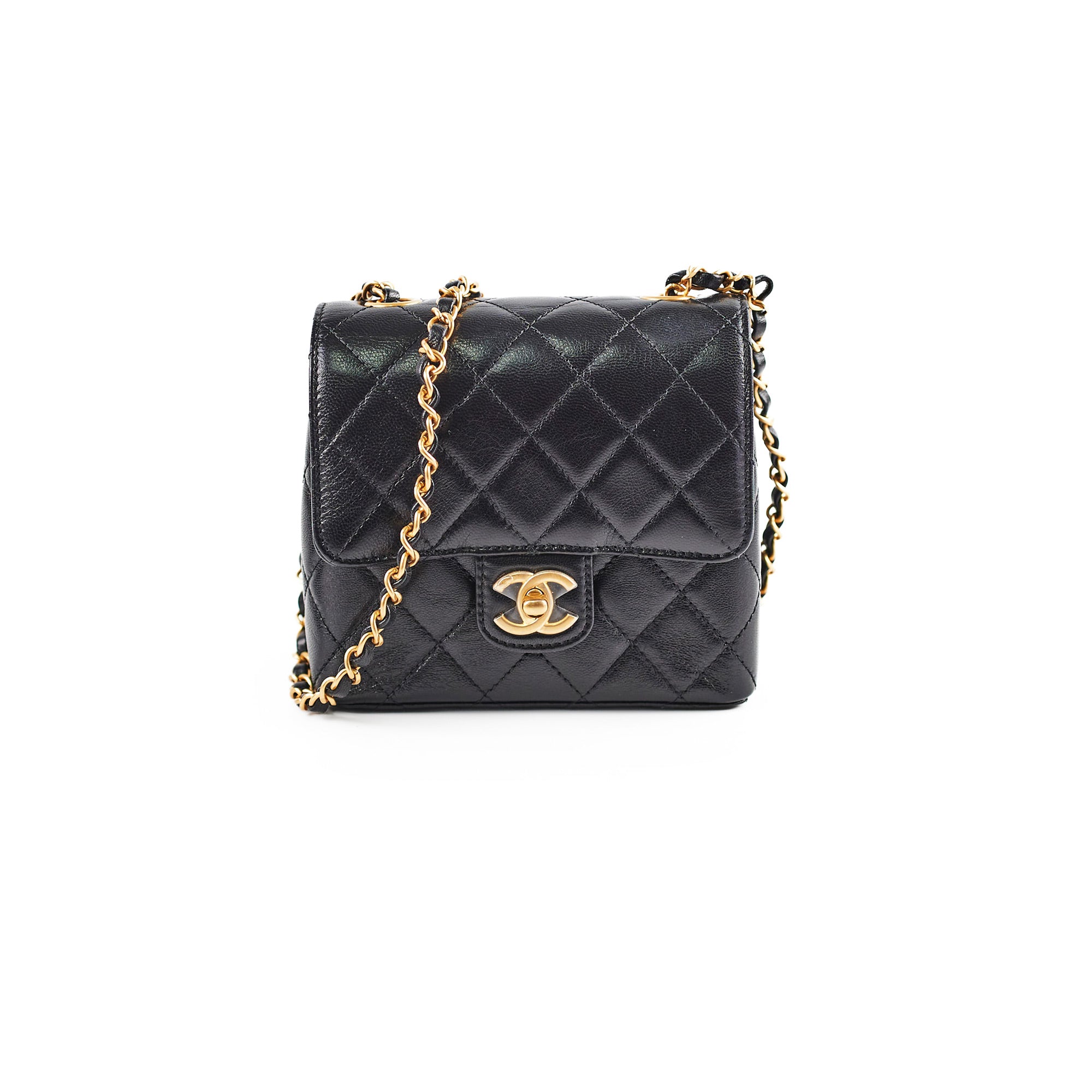 Chanel 2022 Seasonal Square Black Goat Skin Bag with Microchip - Luxury Designer Handbag for Women, Perfect for Evening Parties & Special Occasions