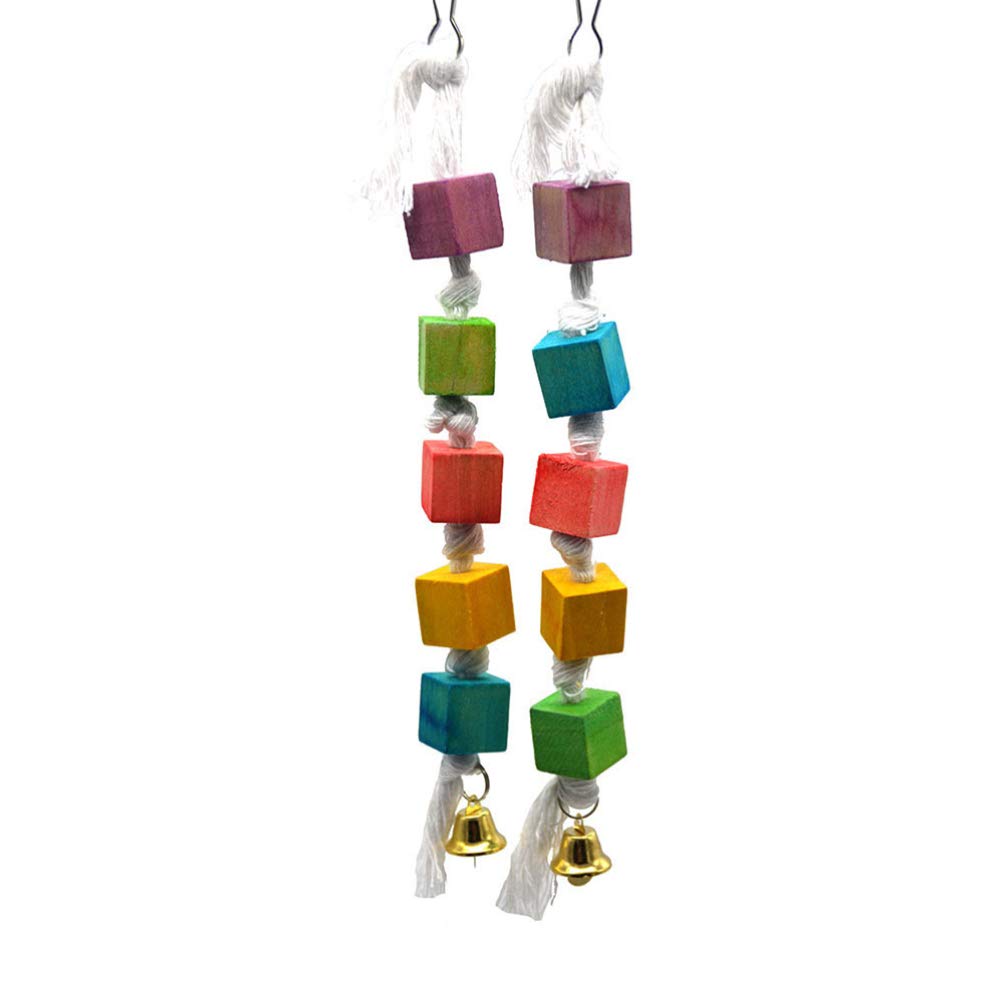 Balacoo 2-Piece Parrot Chew Toys for Small Birds - Natural Wooden Bird Biting Blocks for Cockatiels, Conures, Lovebirds - Perfect for Cage Play & Beak Trimming