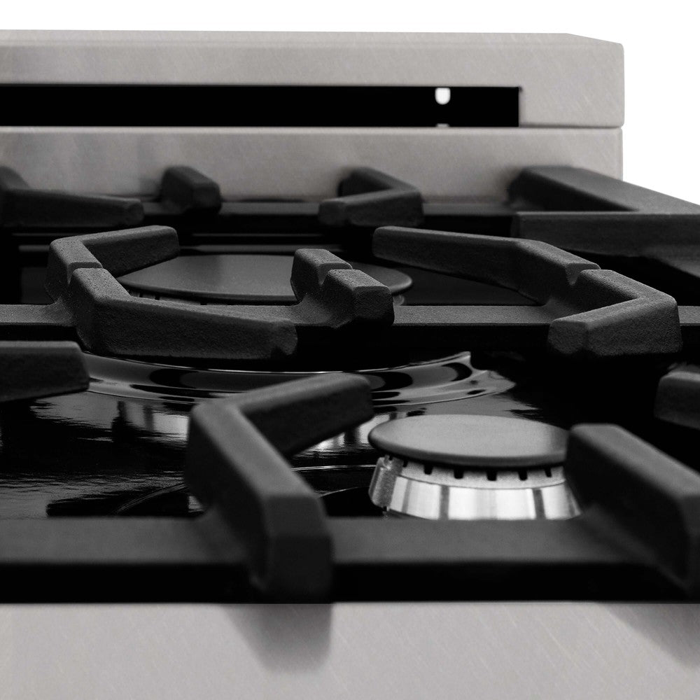 ZLINE 24 Inch 2.8 Cu. Ft. Dual Fuel Range with 4 Burner Gas Cooktop & Electric Convection Oven - Satin Stainless Steel (RAS SN 24) | Perfect for Modern Kitchens, Home Chefs & Professional Cooking