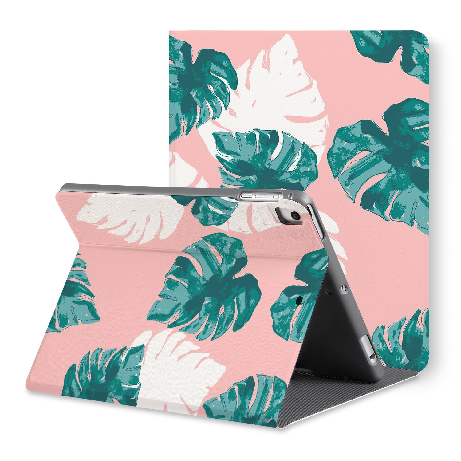 Premium iPad Folio Case with Elegant Pink Floral Design - Slim Protective Cover for iPad 6th/7th/8th/9th/10th Gen | Perfect for Work, School & Travel