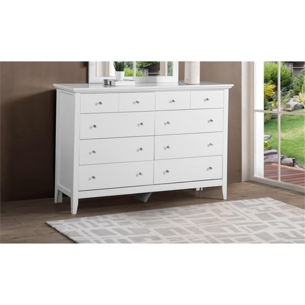 Home Square 2-Piece White Bedroom Set - 8-Drawer Dresser & 3-Drawer Nightstand - Modern Storage Solution for Master Bedroom or Guest Room
