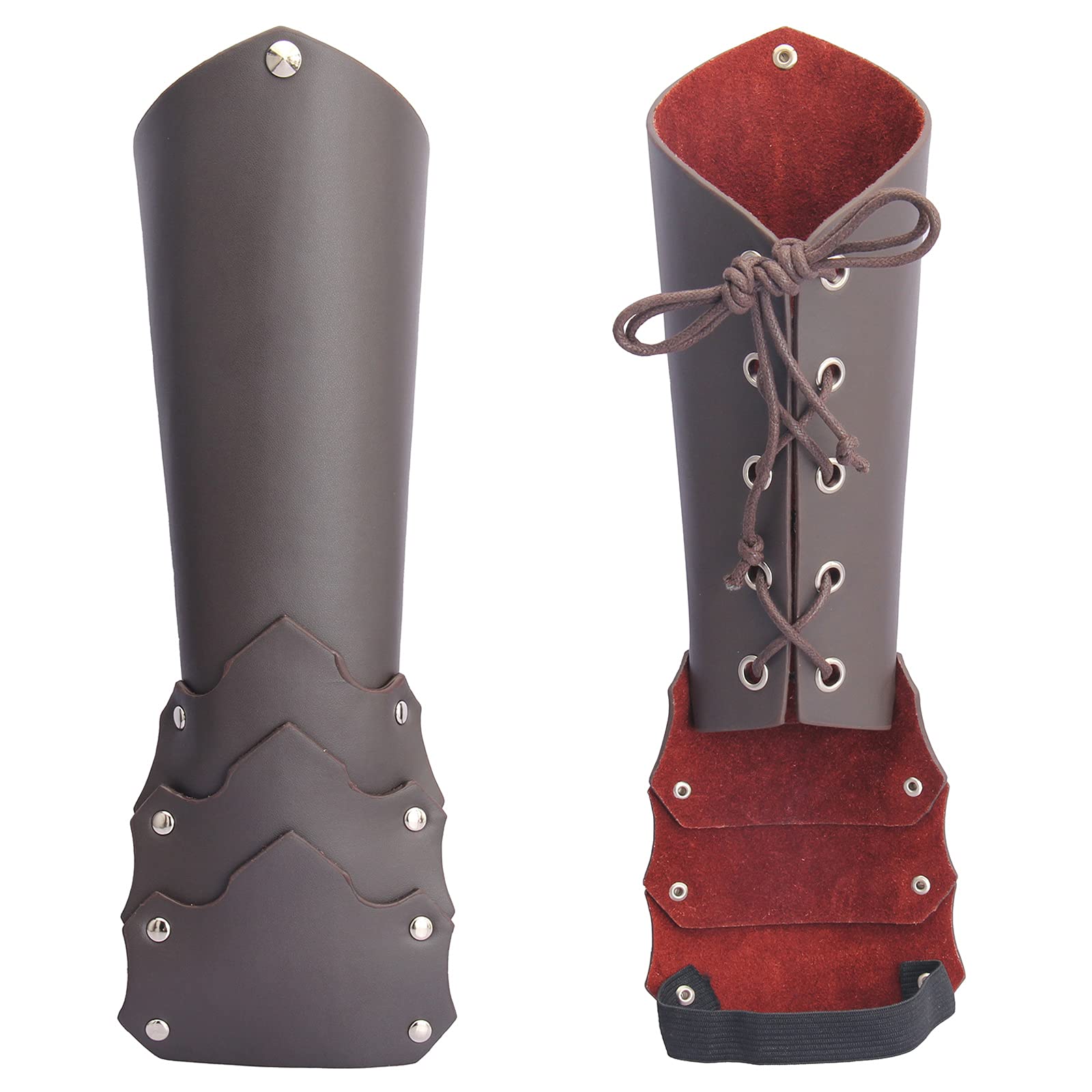 Jeilwiy Viking Bracers - Medieval Leather Arm Armor Cuffs & Gauntlets (2-Pack) for Men & Women - Perfect for LARP, Cosplay, Renaissance Fairs & Viking Reenactments