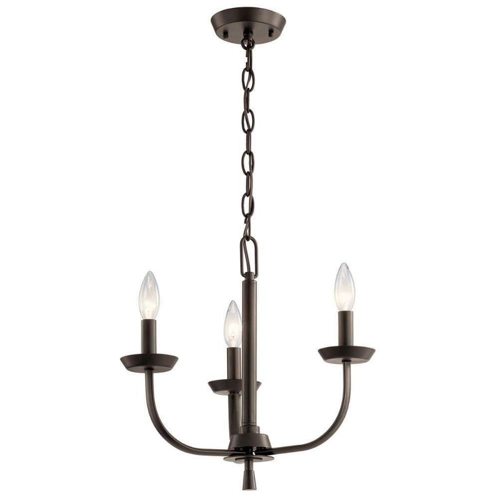 3-Light Traditional Mini Chandelier Fixture in Olde Bronze - Perfect for Dining Room, Bedroom, or Entryway Lighting