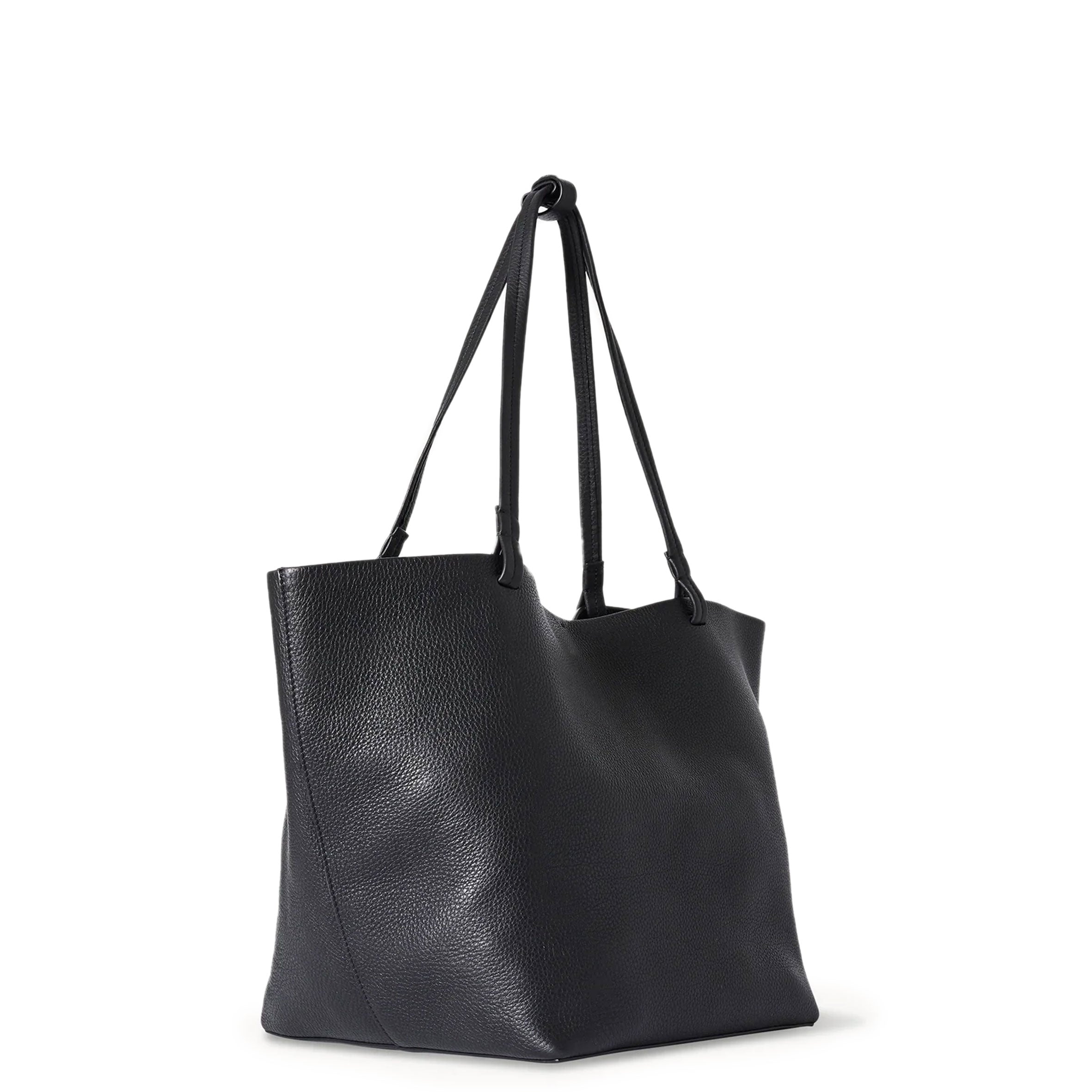 Premium Grain Leather Park Tote Three - Stylish Black Shoulder Bag for Women | Perfect for Work, Travel & Everyday Use