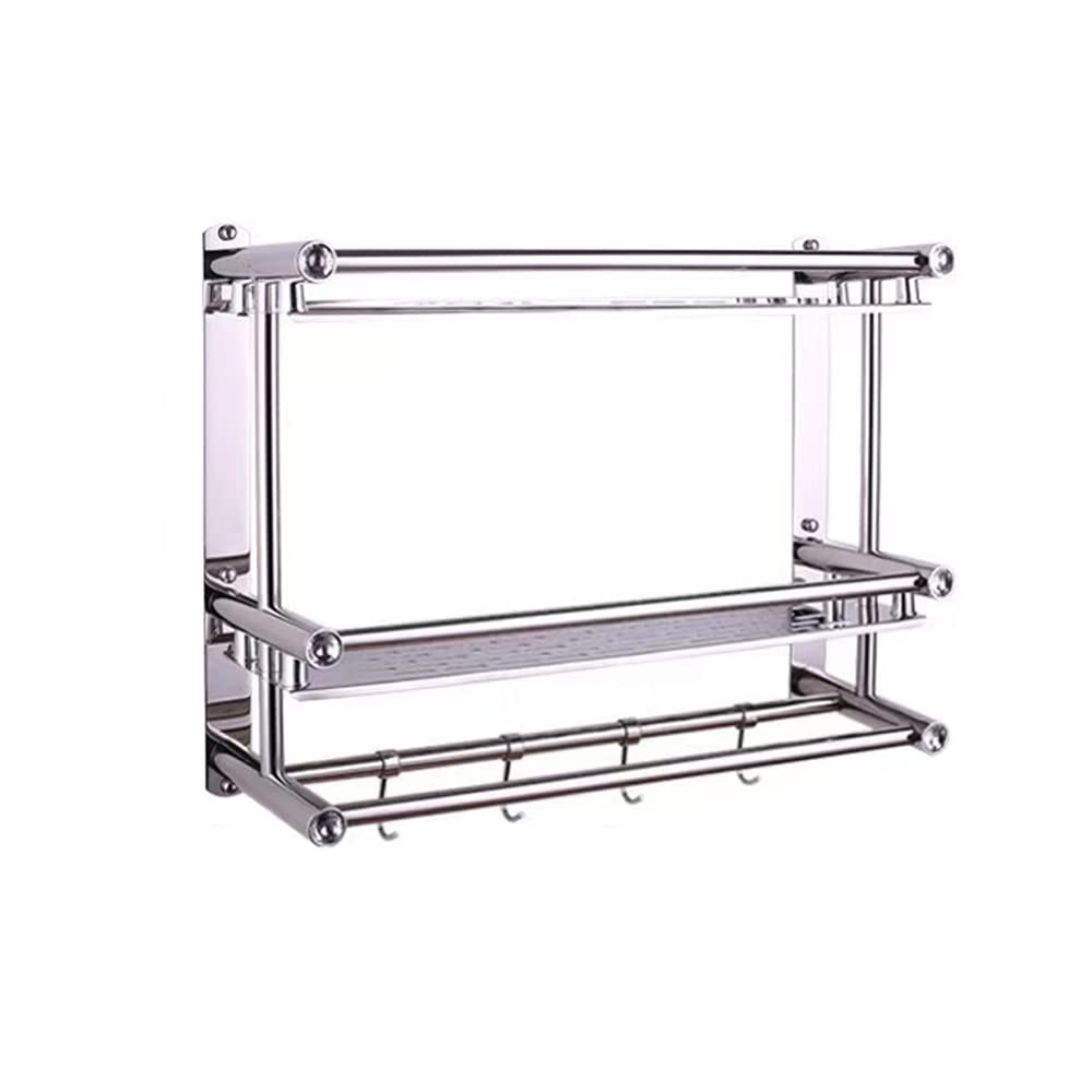 No Drill Adhesive Wall Mounted Bathroom Shelf - 15.75 Inch Rustproof Bathroom Organizer for Towels, Toiletries & Essentials | Perfect for Bathroom, Shower, Kitchen, Laundry Room & Dorm Storage