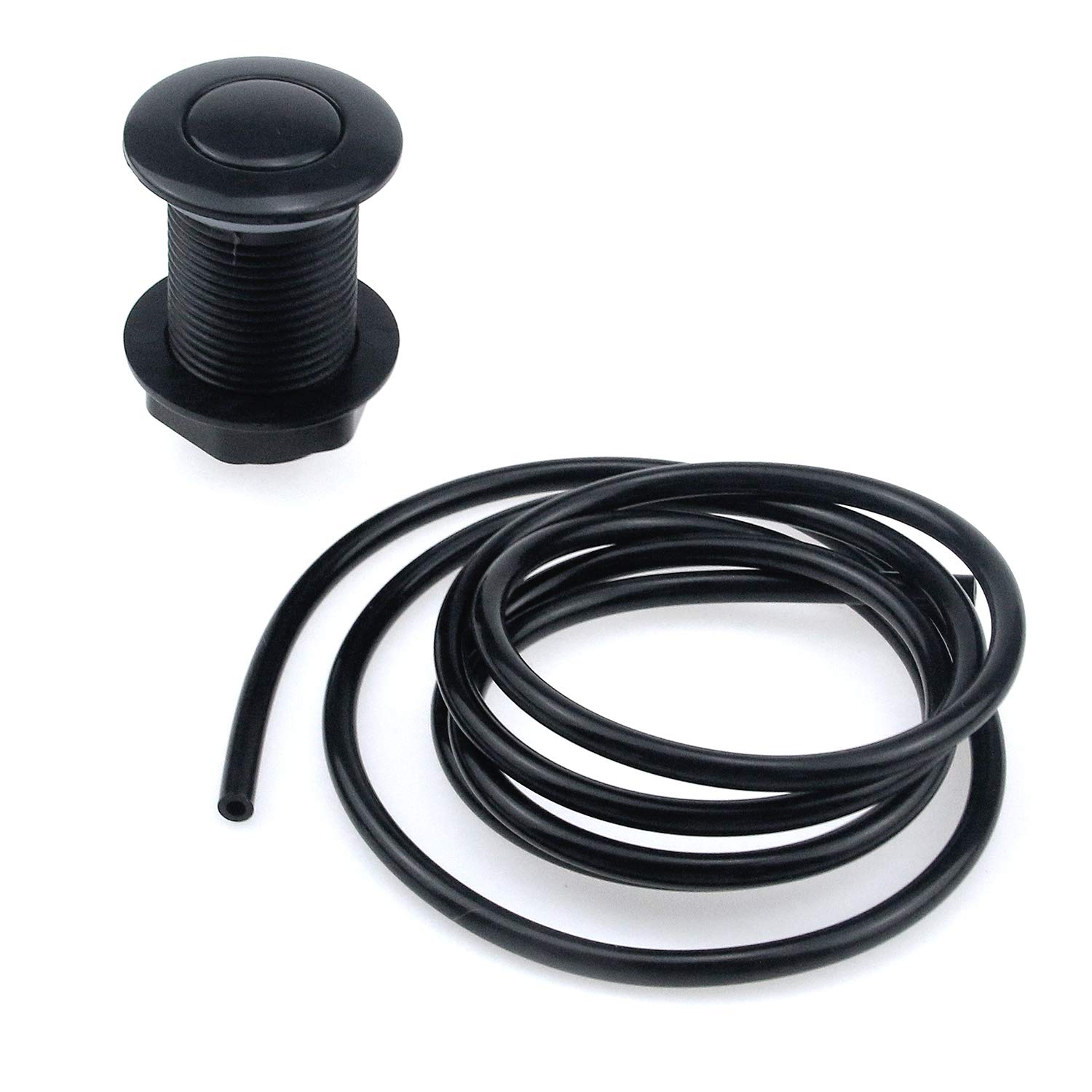 Air Activated Switch Button with 1.5m/5ft Air Hose for Sink Garbage Disposal - Matte Black - Easy Installation for Kitchen Sink Waste Disposal Systems