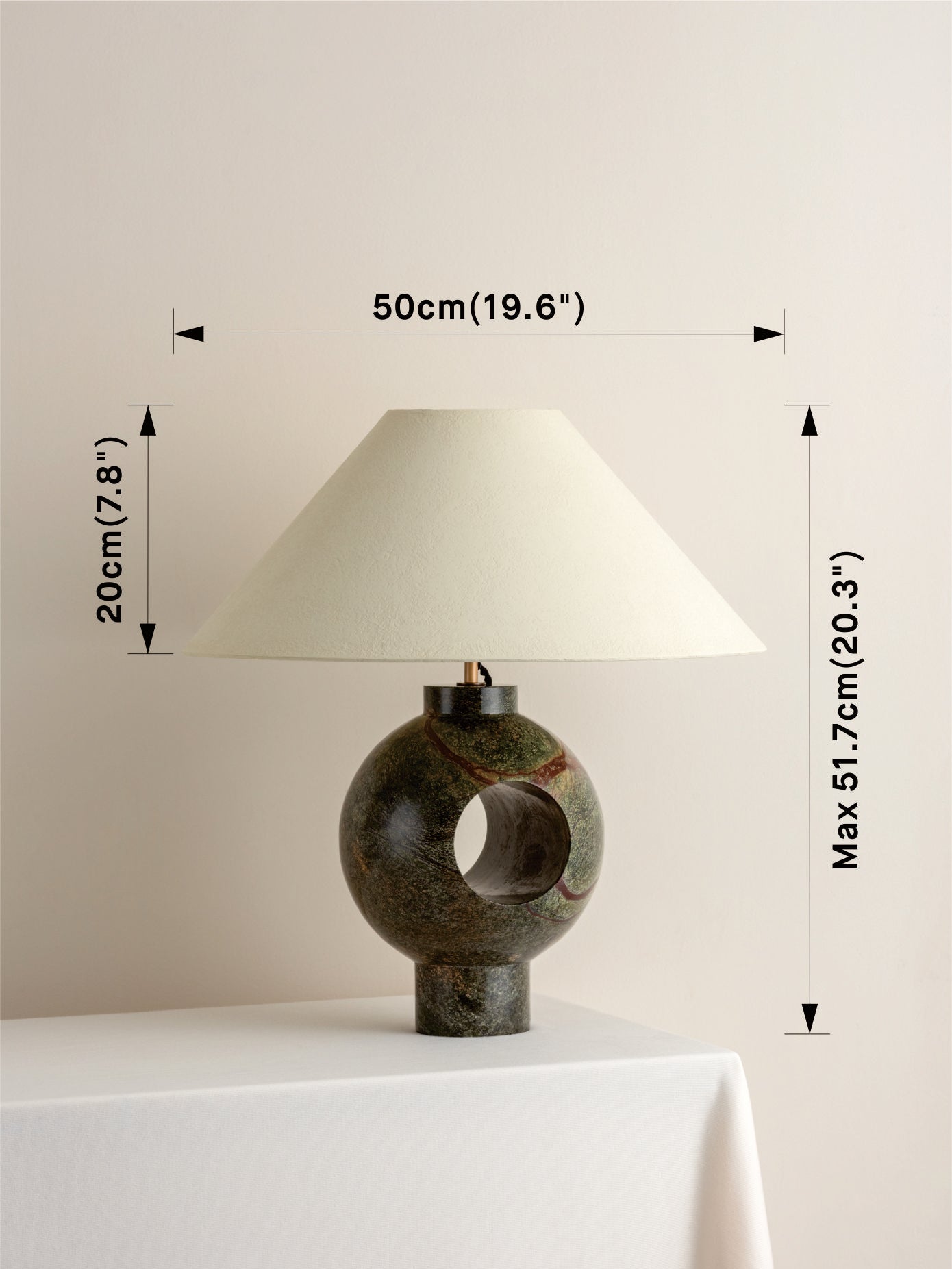 Handmade Marble Table Lamp with Plaster Shade - Elegant Home Decor for Living Room, Bedroom & Office Lighting