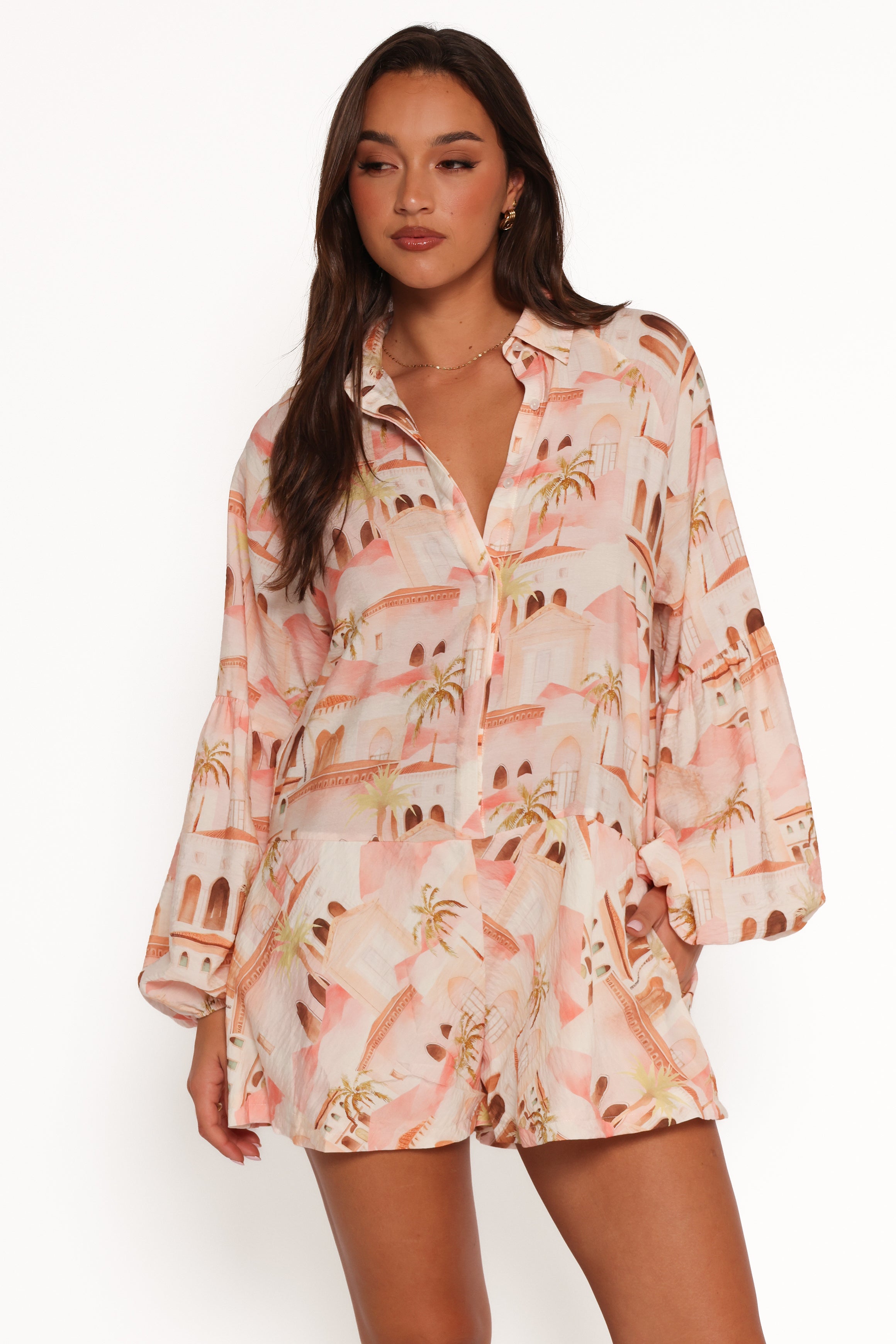 Cowper Romper - Soft & Stylish Tan Print Baby Jumpsuit | Perfect for Playdates, Photos & Everyday Comfort