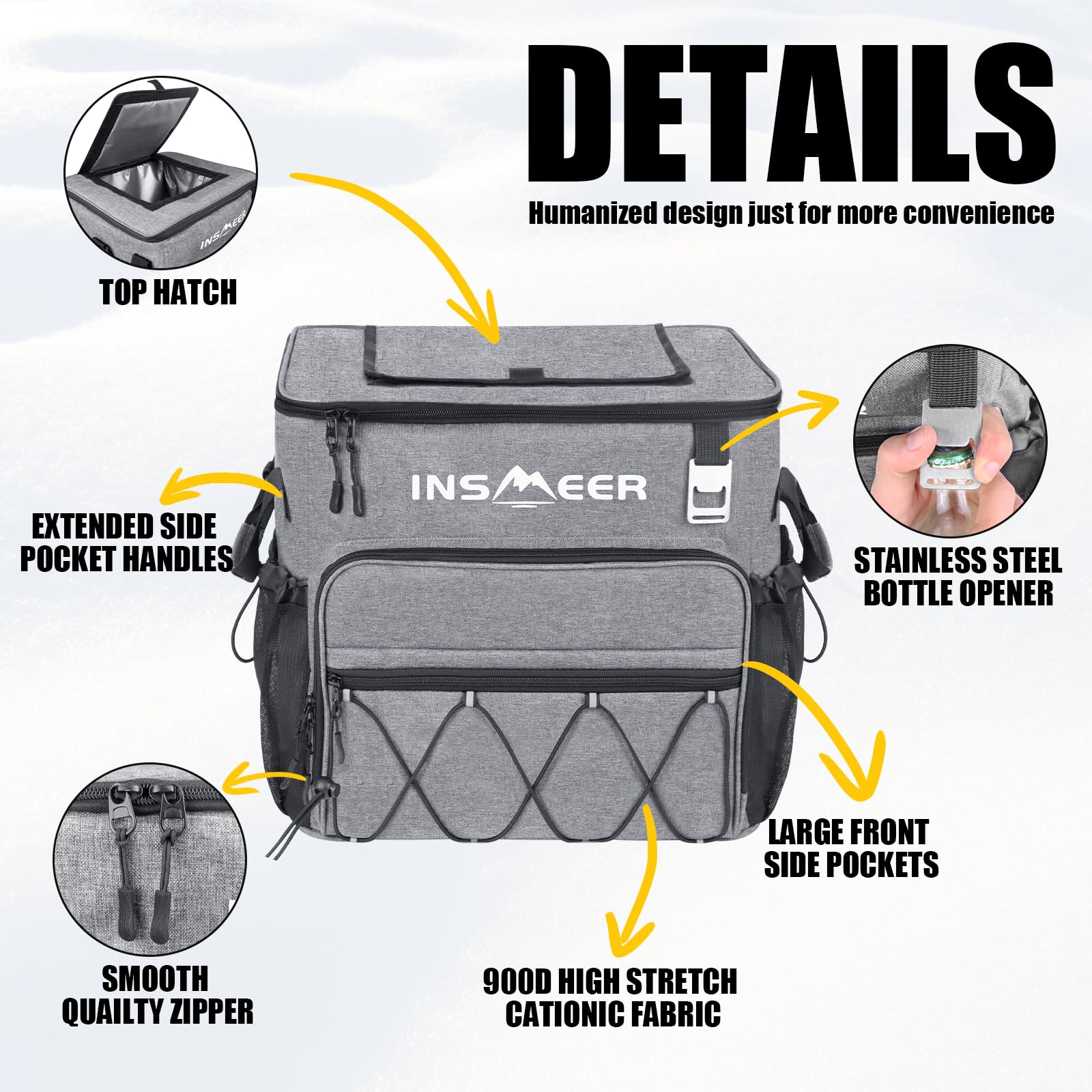 INSMEER 55 Can Collapsible Soft Cooler with Wheels & Handle - Leakproof Insulated Rolling Cooler Bag with All-Terrain Cart - Portable Large Travel Cooler for Beach, Camping, Picnics, Grocery Shopping, Tailgating & Outdoor Adventures