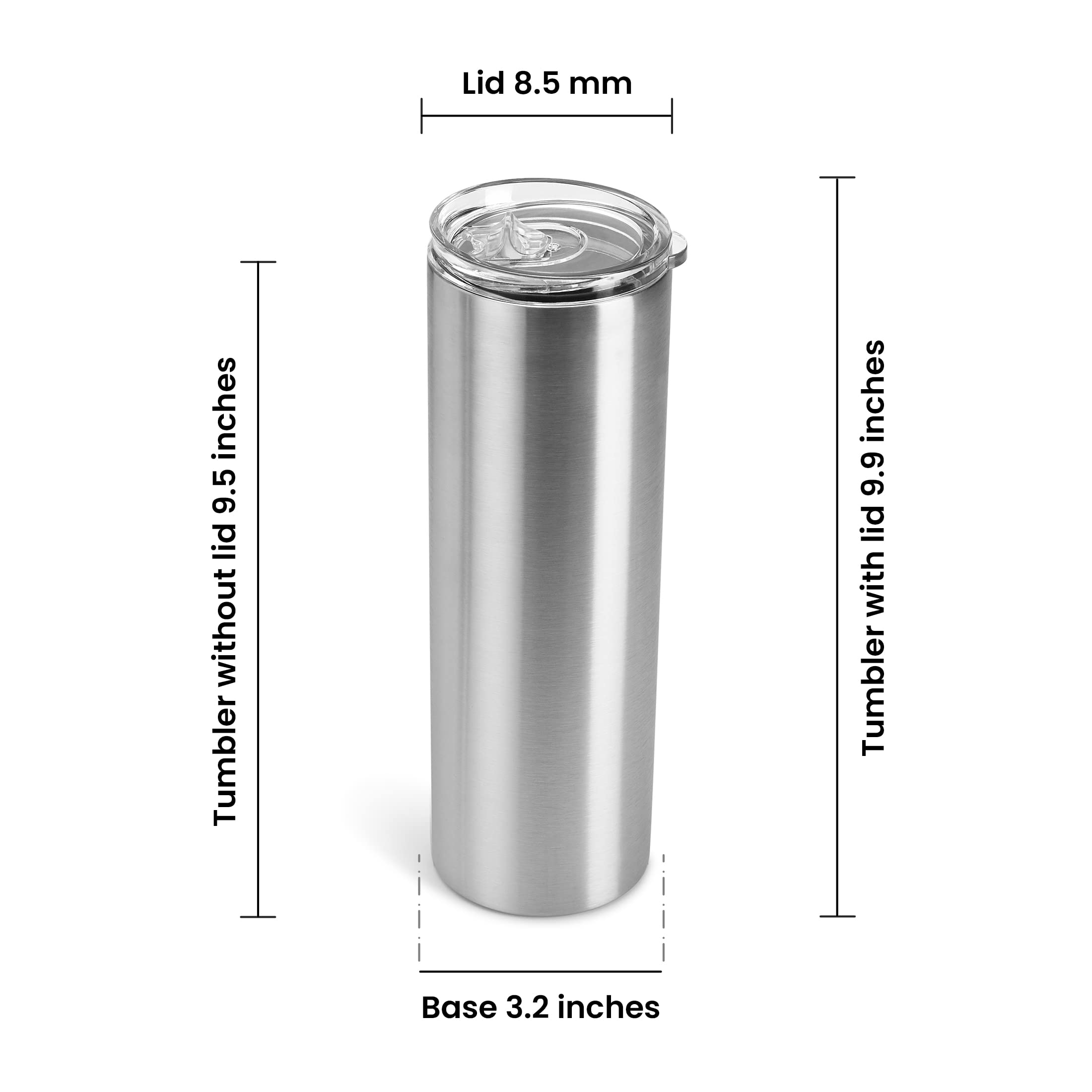 Makerflo Silver 30 oz Skinny Stainless Steel Tumbler with Lid & Straw - Bulk Pack of 25 - DIY Customizable Cup for Epoxy, UV DTF, Vinyl & Laser Engraving - Perfect for Personalized Gifts, Promotional Events & Craft Projects - Not for Sublimation