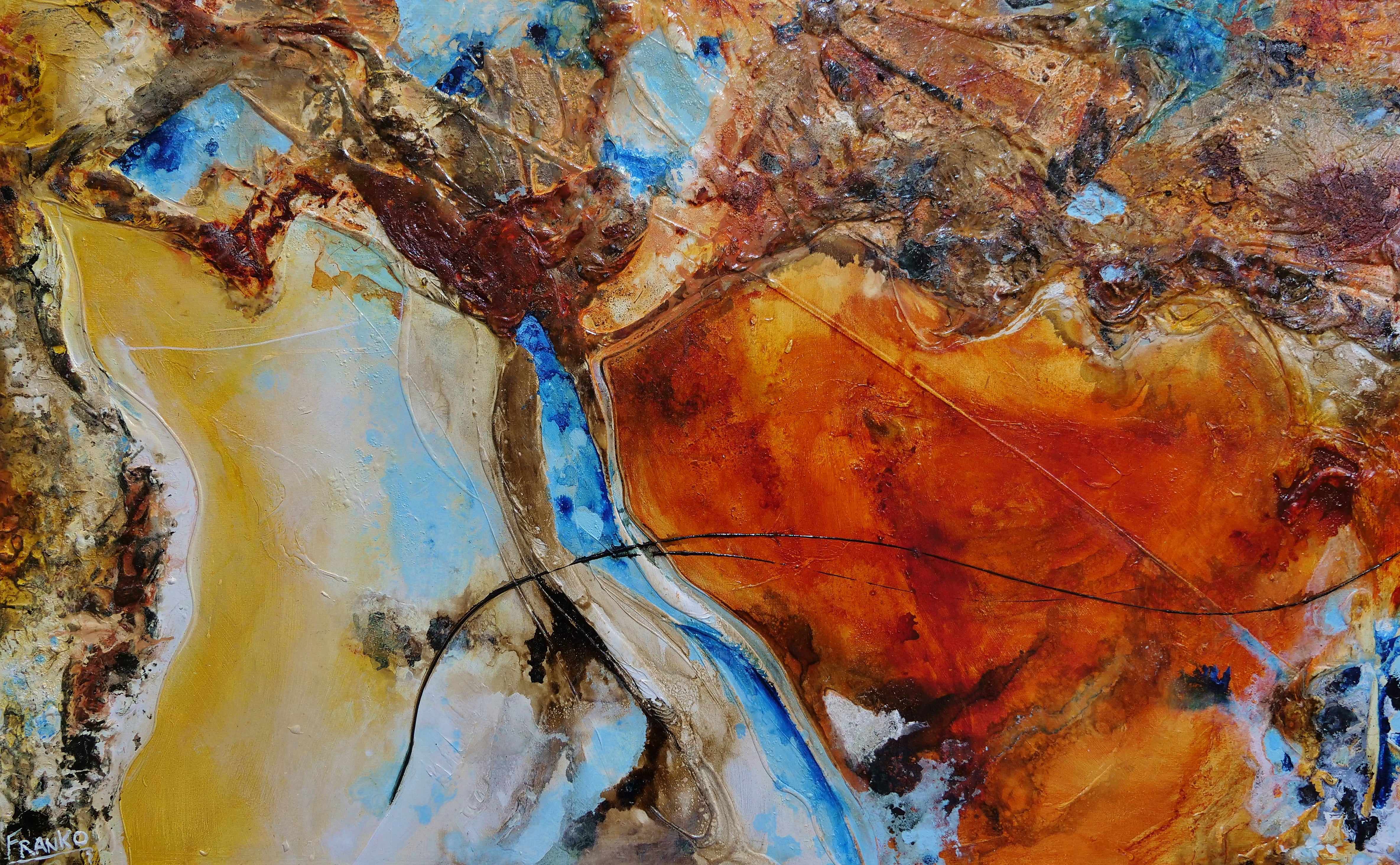 Rusted Landscape 160cm x 100cm Sienna Textured Abstract Canvas Art - Perfect for Modern Living Room, Office & Gallery Wall Decor