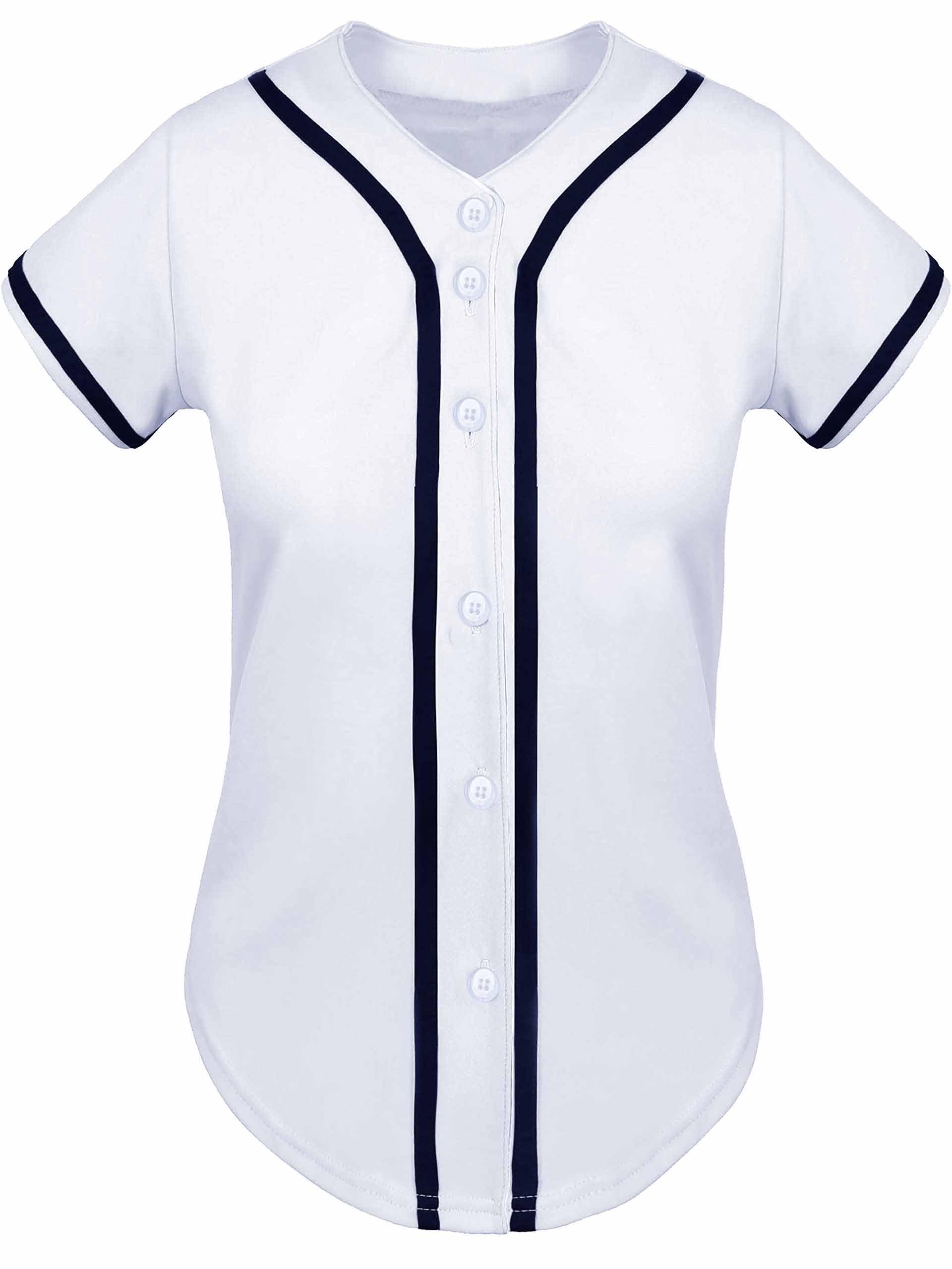 Women's Baseball Jersey - Blank Button Down Softball Shirt, Hip Hop Hipster Short Sleeve Sports Uniform for Casual Wear & Team Events