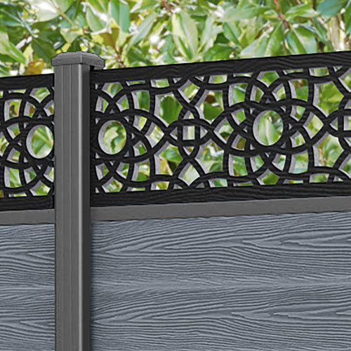 Classic Anthracite Ambar Fence Panel with Aluminum Posts - Durable Outdoor Privacy Fence for Backyard, Garden, and Pool Areas
