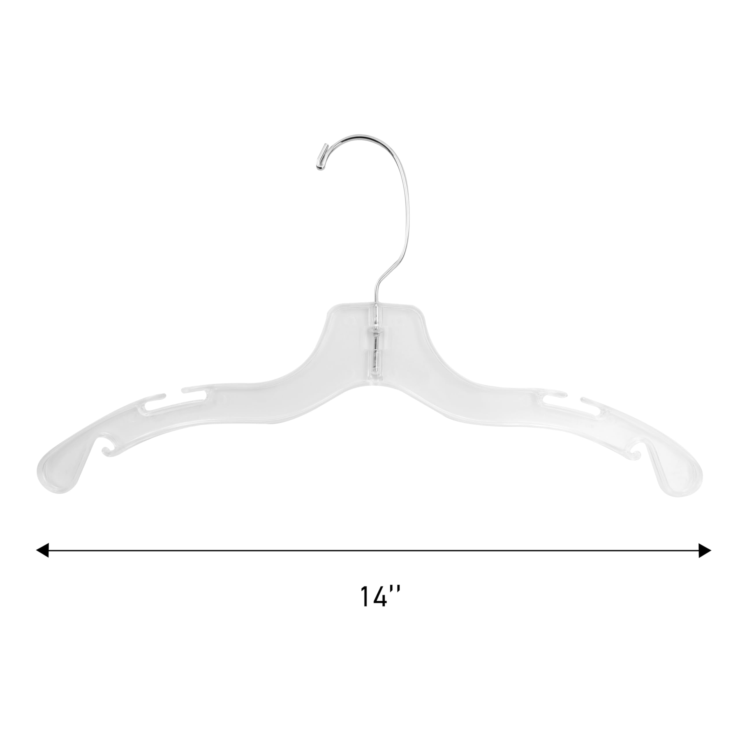SSWBasics 14 Inch Clear Plastic Junior Dress Hangers - Pack of 100 | Durable Kids Clothes Hangers for Wardrobe Organization | Slim Space-Saving Hangers for Closet & Retail Display | Perfect for Children's Clothing Stores & Home Use