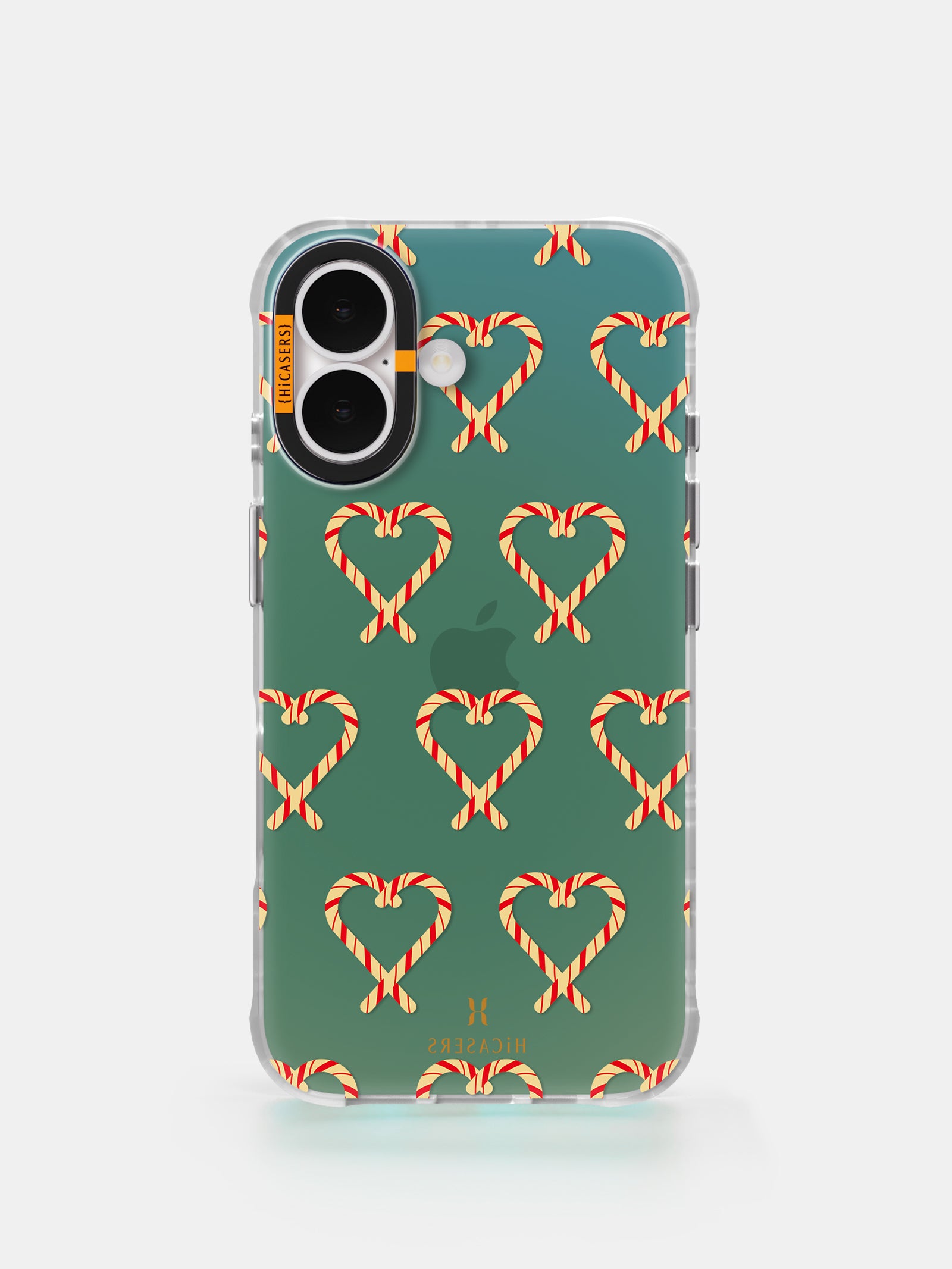 Heart Shaped Candy Cane Iridescent Phone Case - Green | Holiday Gift, Christmas Accessory for iPhone & Samsung