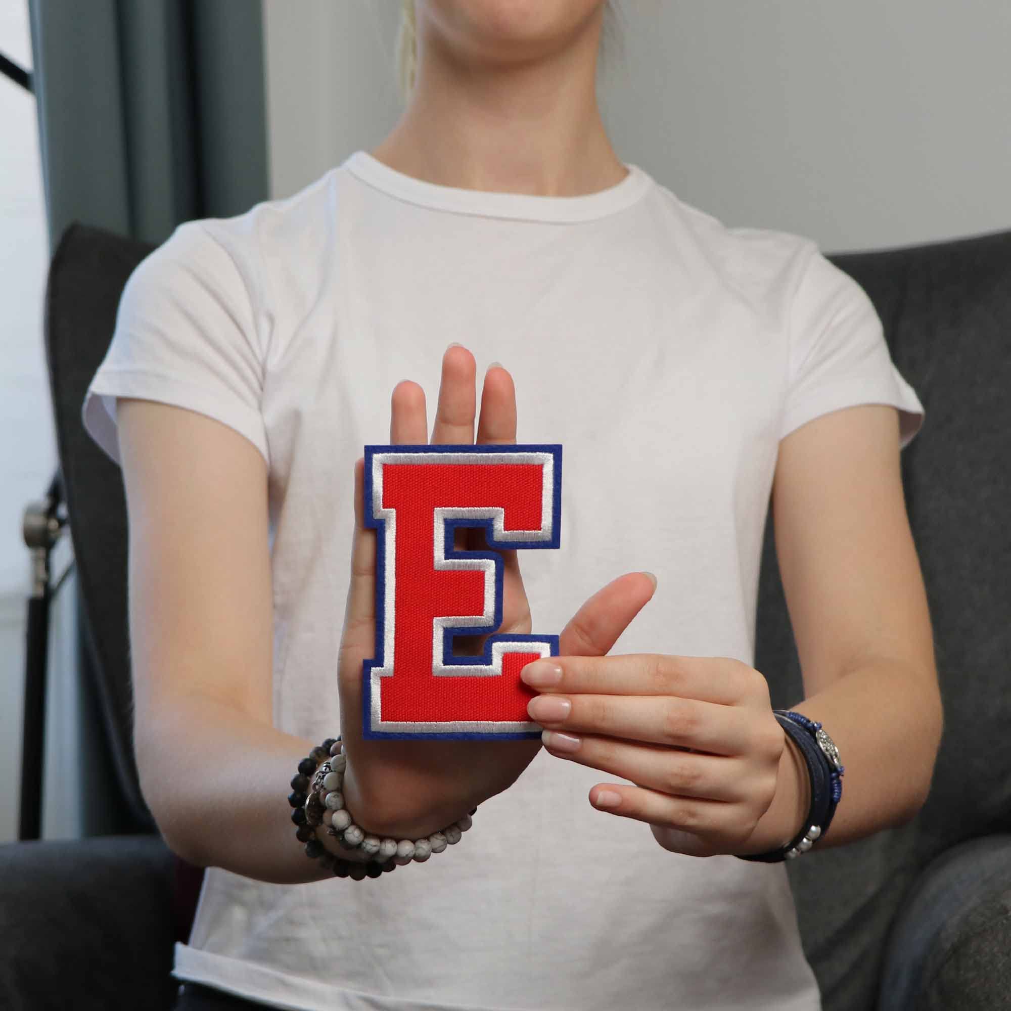 Premium Iron On Letters Patches - High Quality Embroidered Alphabet Appliques for Clothing & Jackets - DIY Sew On Varsity Style Letters (4.5 Inch) - Perfect for Customizing Denim, Jeans & School Spirit Wear - Great for DIY Fashion, Costumes & Personalized Gifts