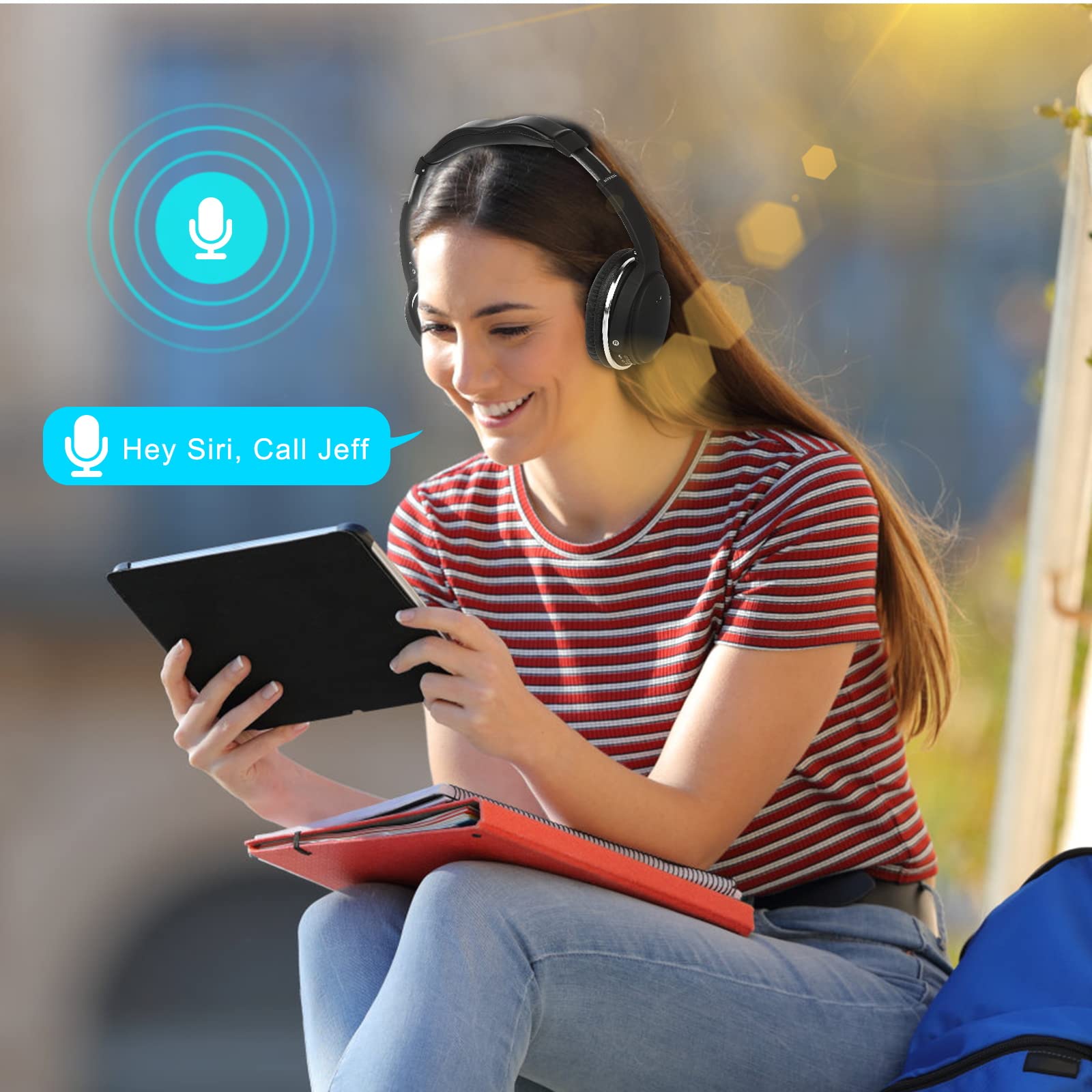 UrbanX UX35 Wireless Bluetooth Over-Ear Headphones with Hi-Res Audio, Deep Bass & Built-in Mic for Calls - Comfortable for Work, Travel & Gaming