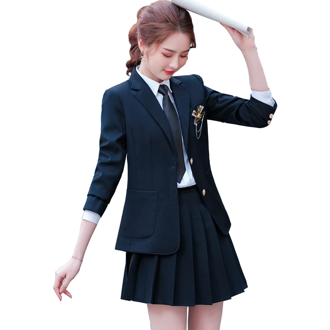 British Style Women's Anime JK High School Uniform Cosplay Set - Vest, Shirt & Pleated Skirt for College, Halloween & Themed Parties