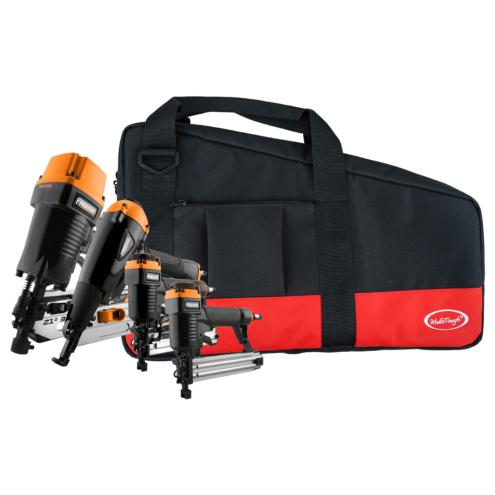 **Heavy Duty Framing Nail Gun Tool Bag with Extra Storage Pockets & Shoulder Strap - Fits Hitachi NR83A (Red) - Perfect for Carpenters, Contractors & DIY Projects**