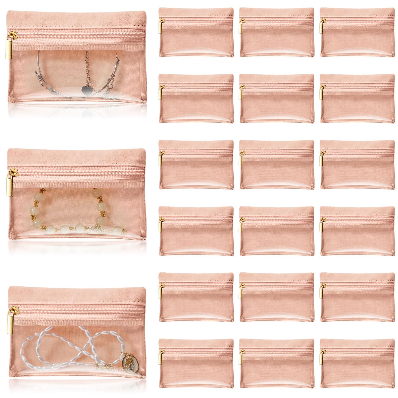 Uiifan Travel Jewelry Organizer - Flannel Jewelry Storage Bag with Zipper Pockets for Women | Portable Jewelry Pouch for Earrings, Necklaces & Rings | Perfect Gift for Girls & Travel Accessories