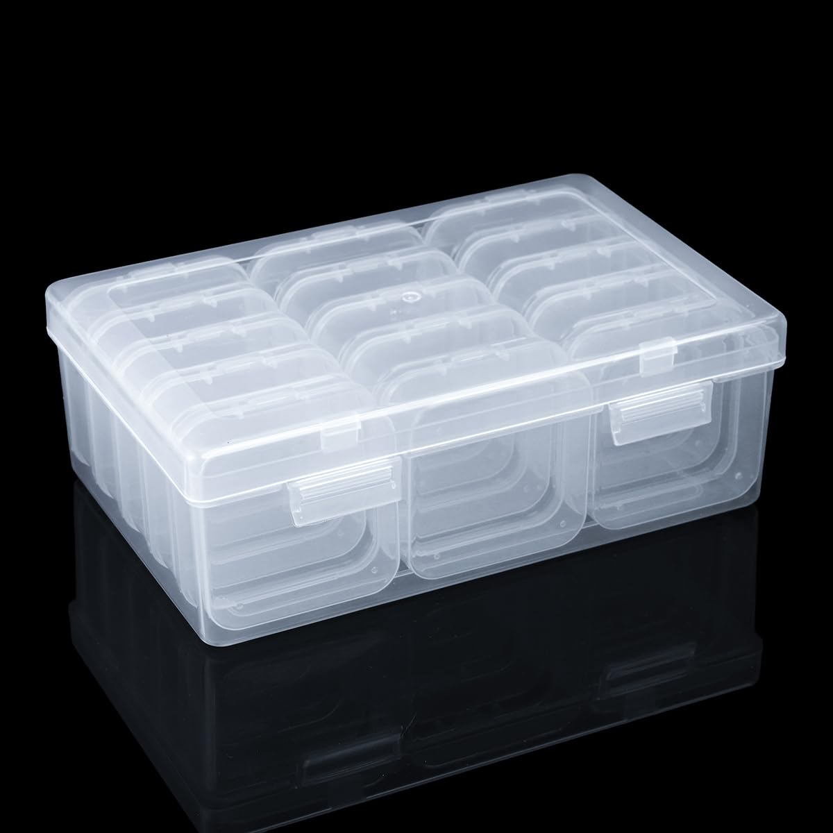 15Pcs Small Bead Organizer Box Set - Clear Plastic Storage Containers with Hinged Lids for DIY Jewelry Making, Bracelet Crafting, Beading Supplies & Art Projects - Perfect for Craft Rooms, Travel & Home Organization