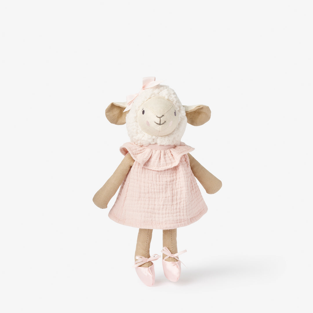 Lucy the Lamb Linen Plush Toy - Soft Stuffed Animal Gift for Kids & Baby Shower | Nursery Decor, Cuddly Companion for Bedtime & Playtime