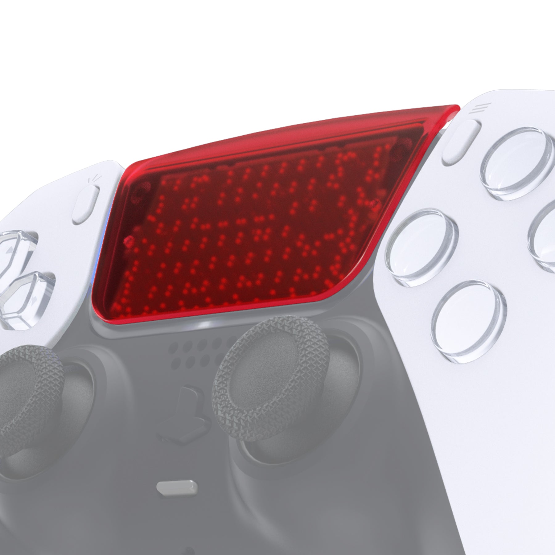 ExtremeRate Custom Touchpad Cover for PS5 Controller BDM 010/020/030/040/050 - Clear Red Replacement Part | Enhance Gaming Experience & Controller Protection