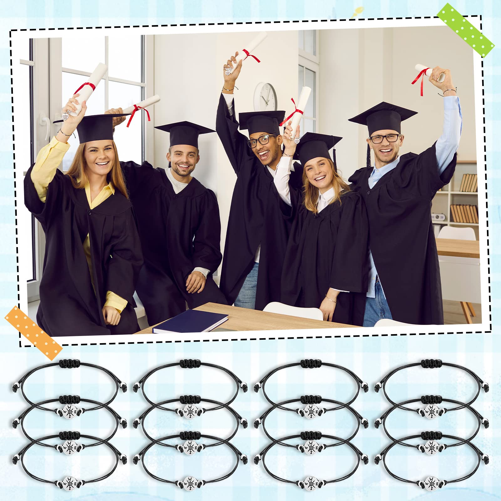 Sureio 12-Piece Class of 2025 Graduation Gift Set - Inspirational Graduation Bracelets & Keychains for Men & Women (Classic) - Perfect for Graduation Parties, Senior Gifts & Commencement Celebrations