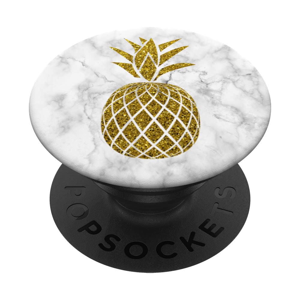 Pineapple Fruit Design White Marble Phone Stand - PopSockets Grip & Stand for Girls, Perfect for Phones & Tablets, Ideal for Home, Office, and Travel Use