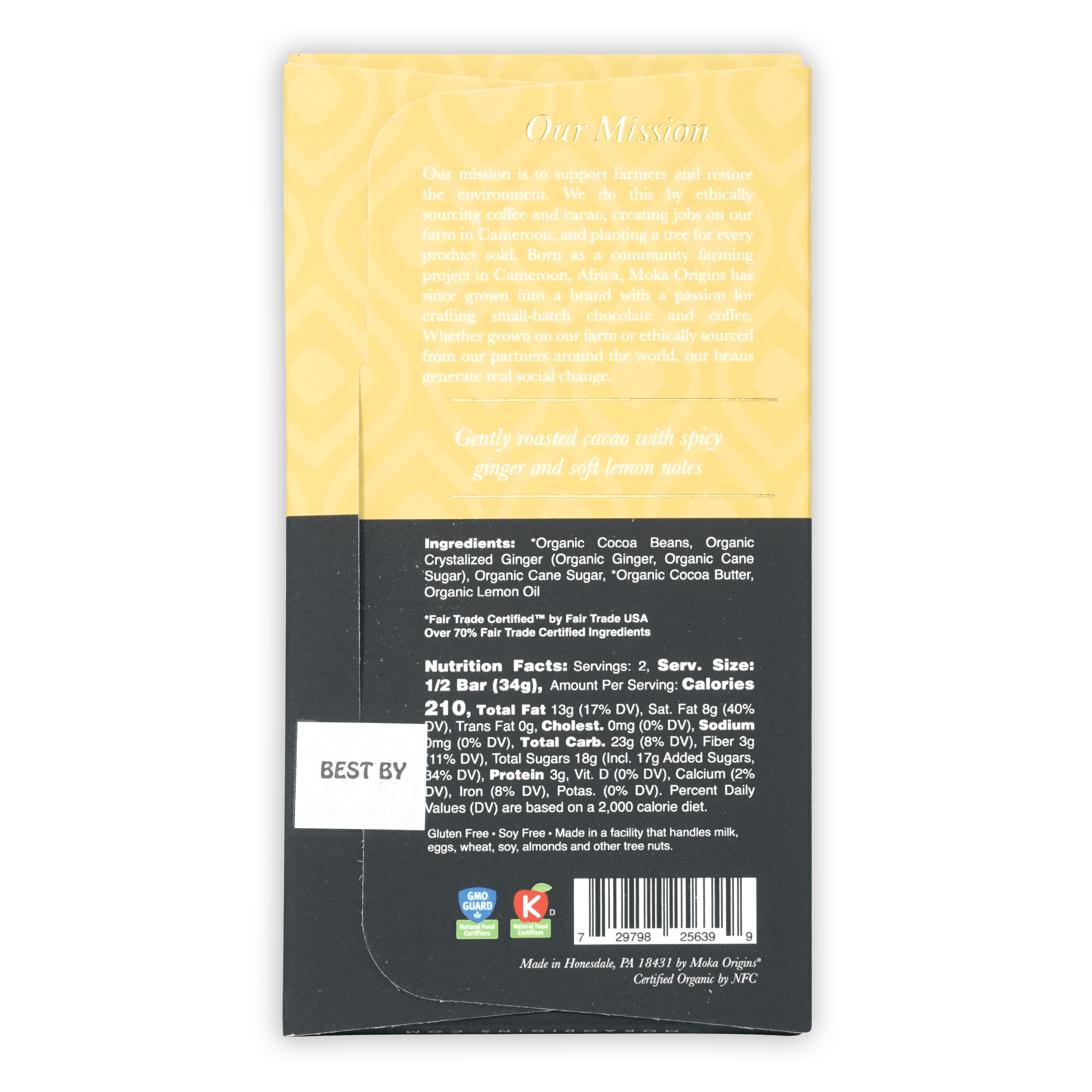 Premium Moka Dark Chocolate with Lemon & Ginger - 72% Cocoa Rich Flavor for Gourmet Desserts, Gifts & Healthy Snacking
