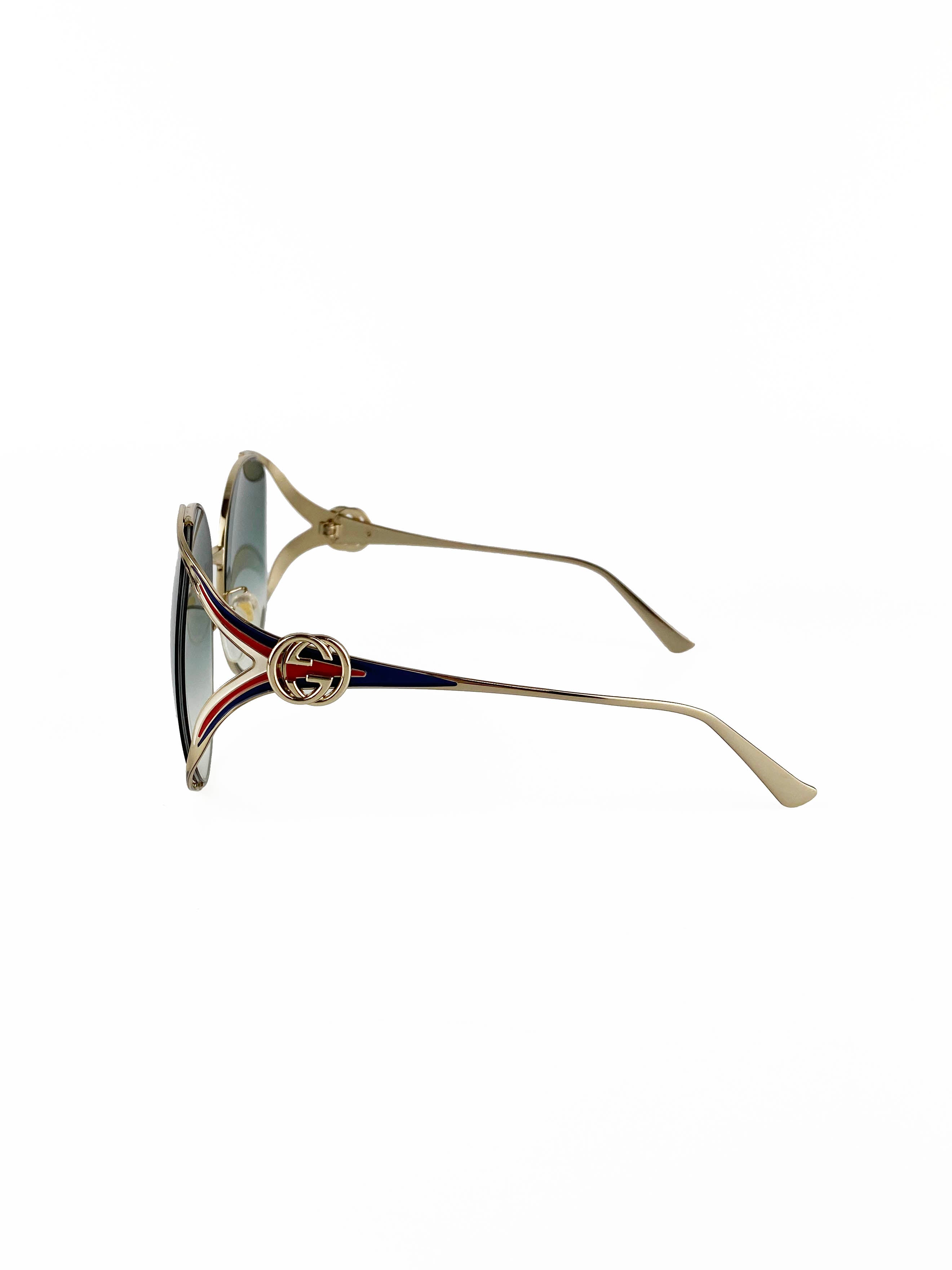 Gucci Round Metal Frame Sunglasses for Women & Men - UV Protection Polarized Lenses - Fashionable Retro Style for Outdoor, Driving & Beach Vacations