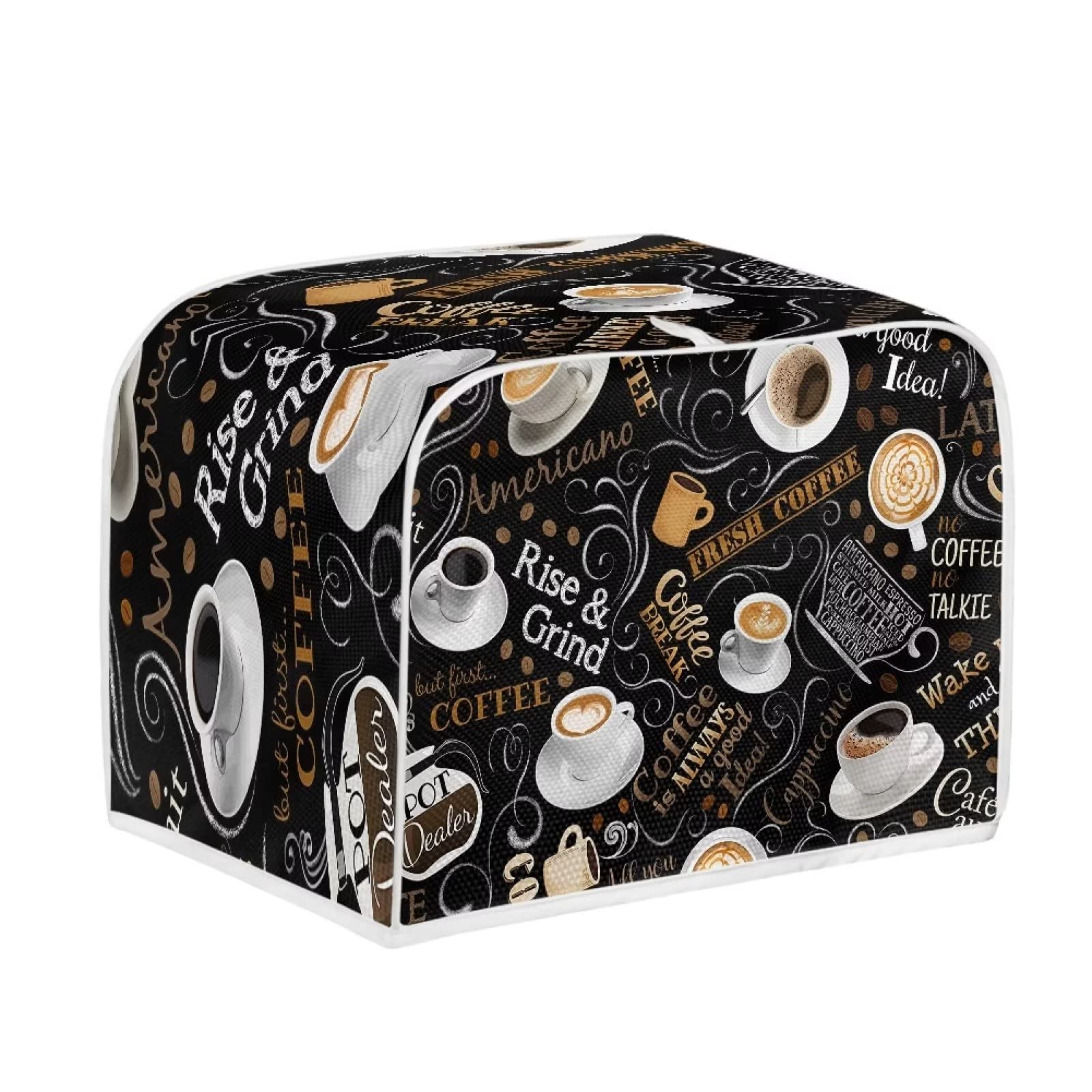 Jeiento Coffee Theme 2-Slice Long Slot Toaster Cover - Dust & Fingerprint Protection for Bread Appliances | Small Kitchen Organizer Bag for Countertop Storage & Decor