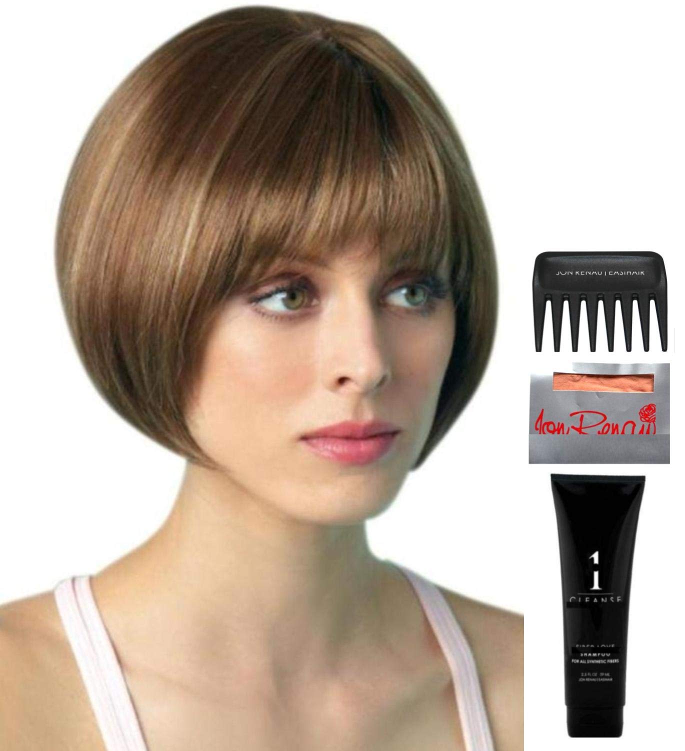 Amore Erin Wig Bundle - 5-Piece Set with Harvest Gold Wig, Christy's Wigs Q&A Booklet, Travel Size Wig Shampoo (2oz), Wig Cap & Wide Tooth Comb | Perfect for Cosplay, Costume Parties & Everyday Wear