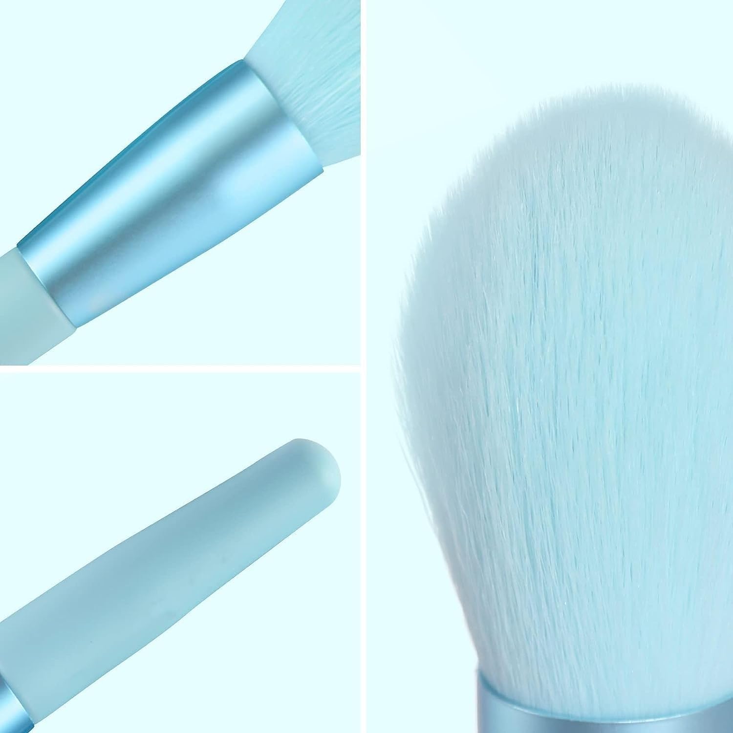 Premium 8-Piece Sky Blue Makeup Brush Set for Foundation, Blush, Eyeshadow, Eyelash, Lip & Brow | Professional Cosmetic Brushes Kit | Perfect for Travel, Home & Professional Makeup Application