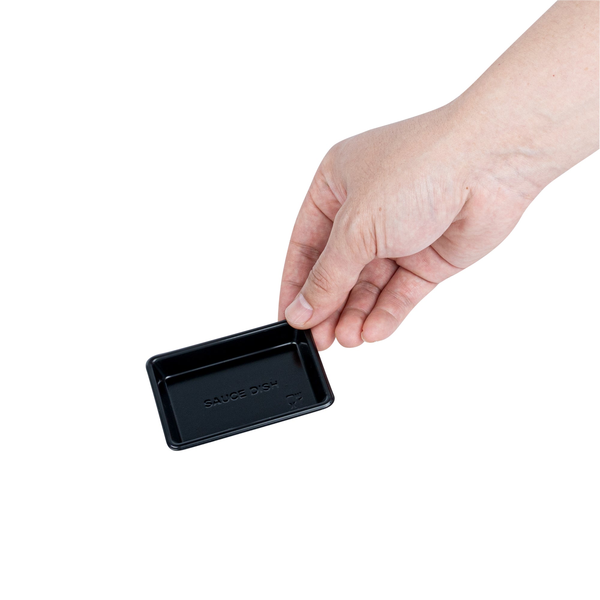 Bento Tek 1 oz Rectangle Black Plastic Sauce Containers - 100-Pack (3