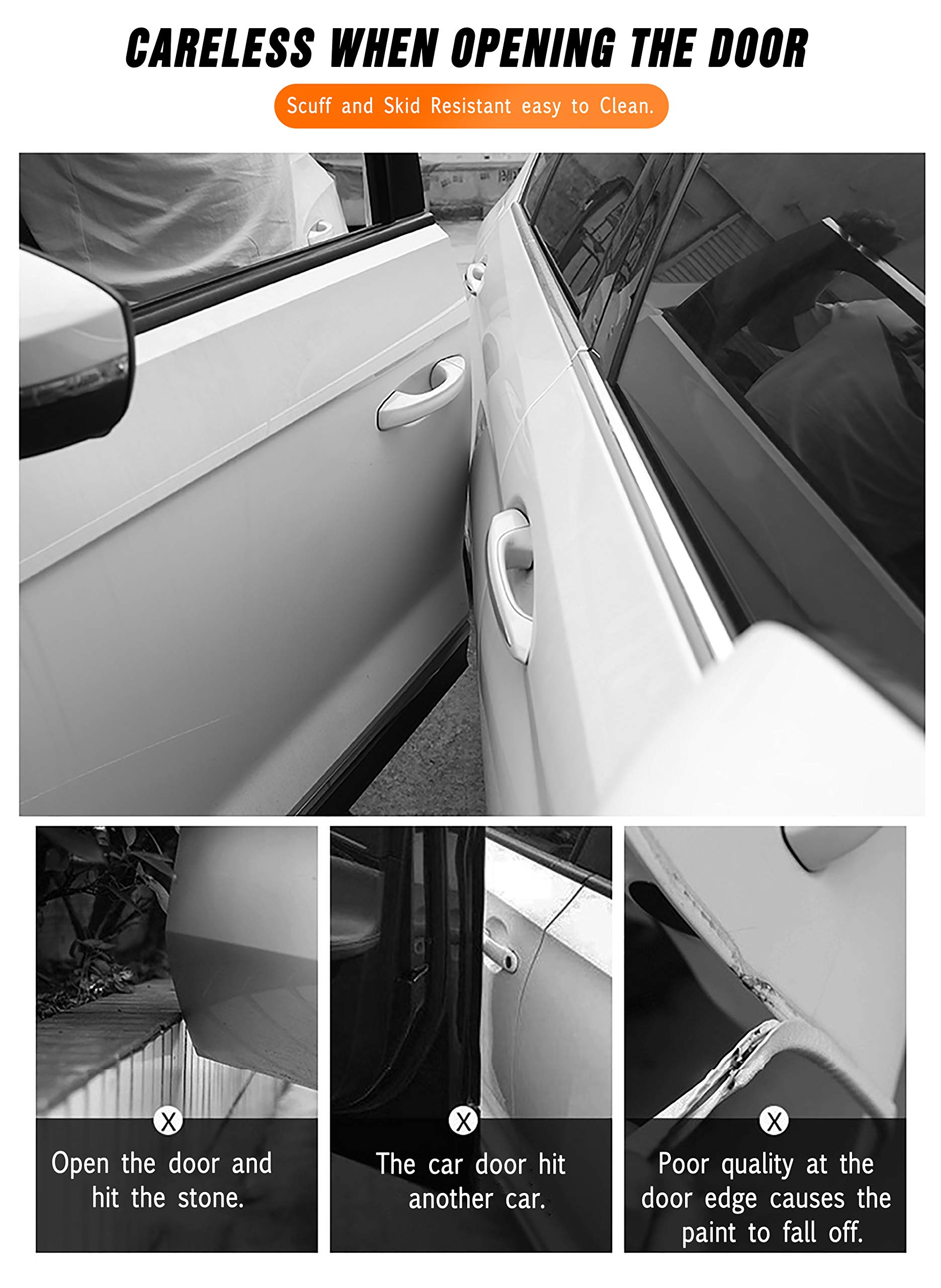 Universal Car Door Edge Guards - 33Ft x 2.8In Transparent Anti-Collision Strips, Scratch-Resistant Bumper Protection for Car Doors & Rear Bumpers | Perfect for Parking Lots, Tight Spaces & Daily Commute Protection
