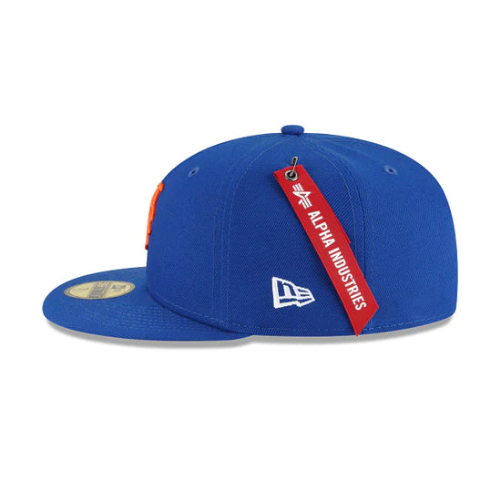 New York Mets Alpha Industry Blue 59FIFTY Fitted Baseball Cap for Men - Official MLB Hat for Games, Sports & Casual Wear