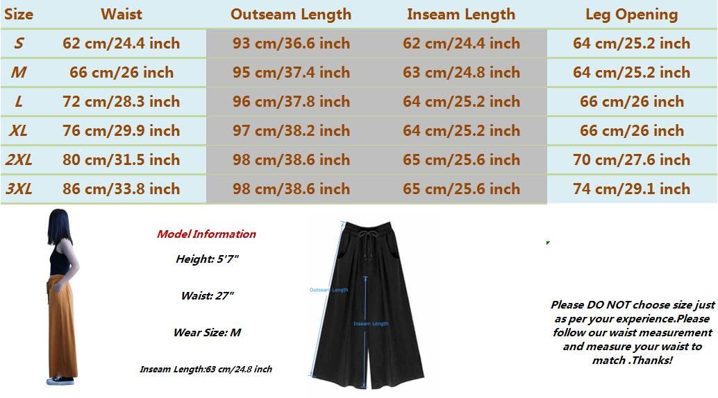 Women's Elastic Waist Wide Leg Palazzo Pants - Soft Stretch Capri Culottes for Casual Wear | Perfect for Office, Travel & Summer Outfits