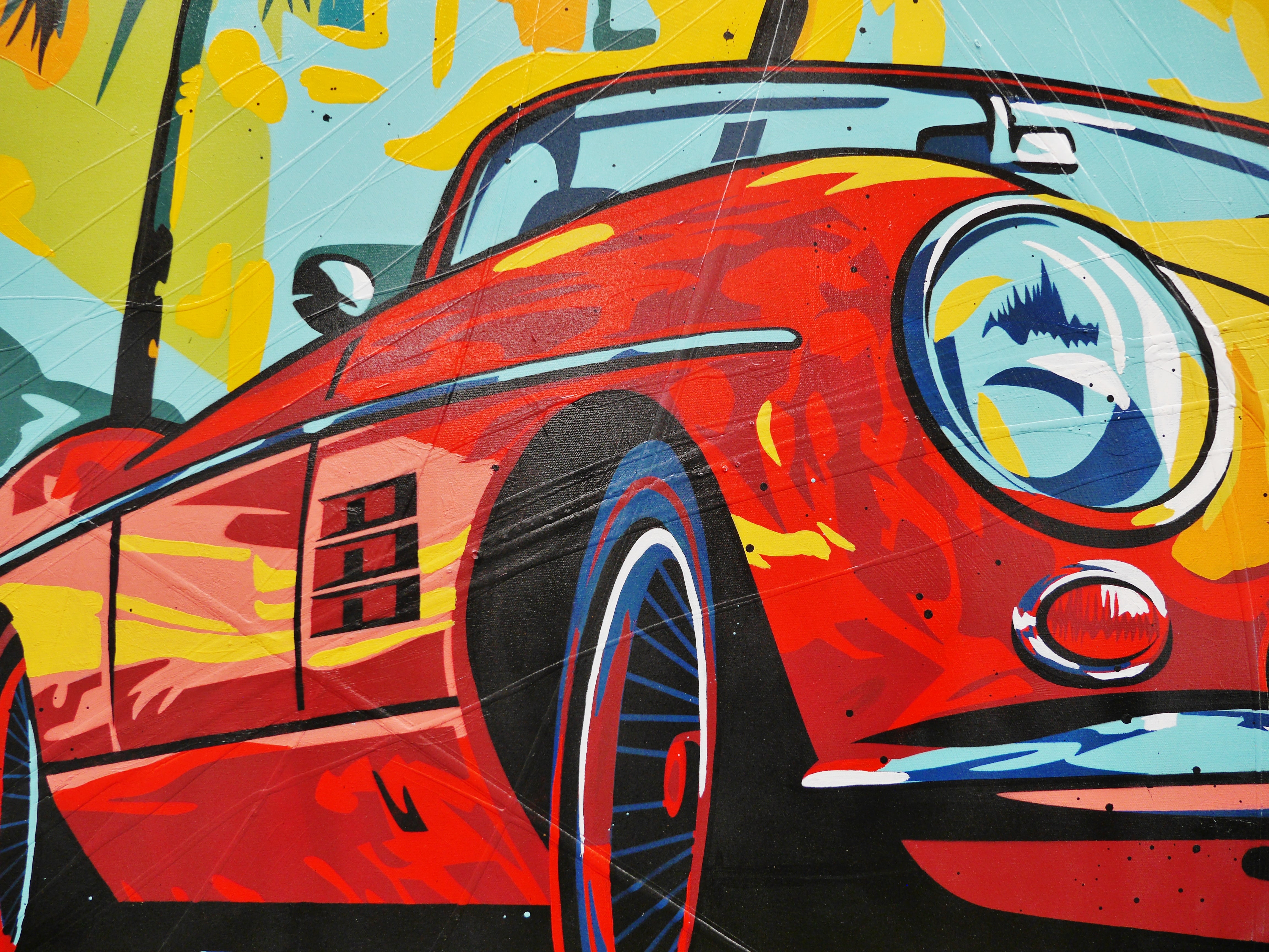Bye Felicia 200cm x 120cm Textured Classic Pop Art Canvas - Large Modern Wall Decor for Living Room, Bedroom & Office - Unique Handmade Painting for Home & Commercial Spaces