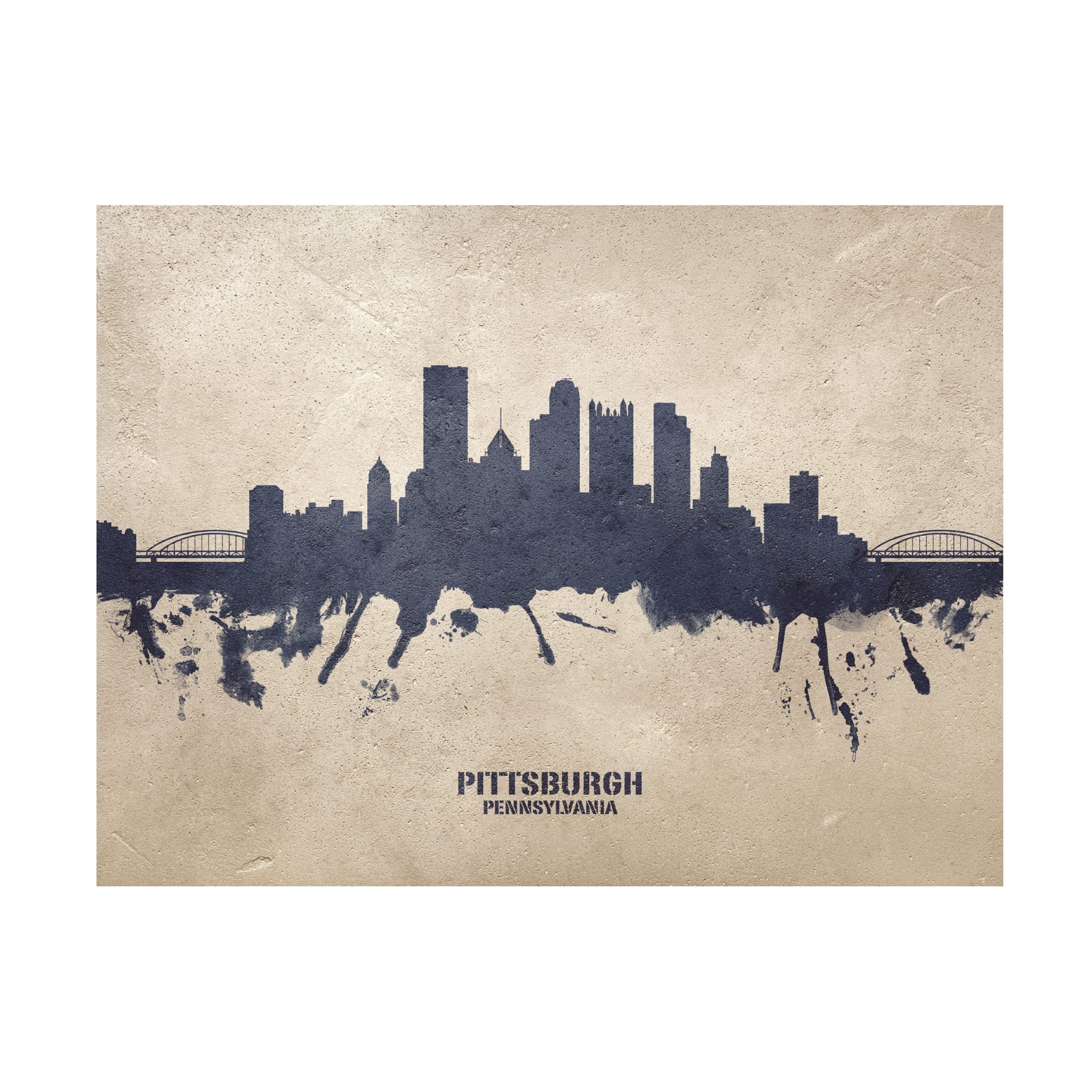 Michael Tompsett Pittsburgh Pennsylvania Skyline Concrete Canvas Art Print - Modern Cityscape Wall Decor for Living Room, Office & Bedroom
