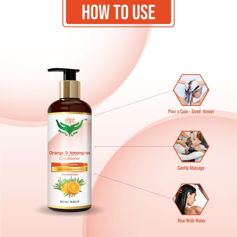 Organic Orange & Lemongrass Hair Conditioner - Reduces Oil, Promotes Growth & Strengthens Hair - Perfect for Daily Use & Oily Scalp Care