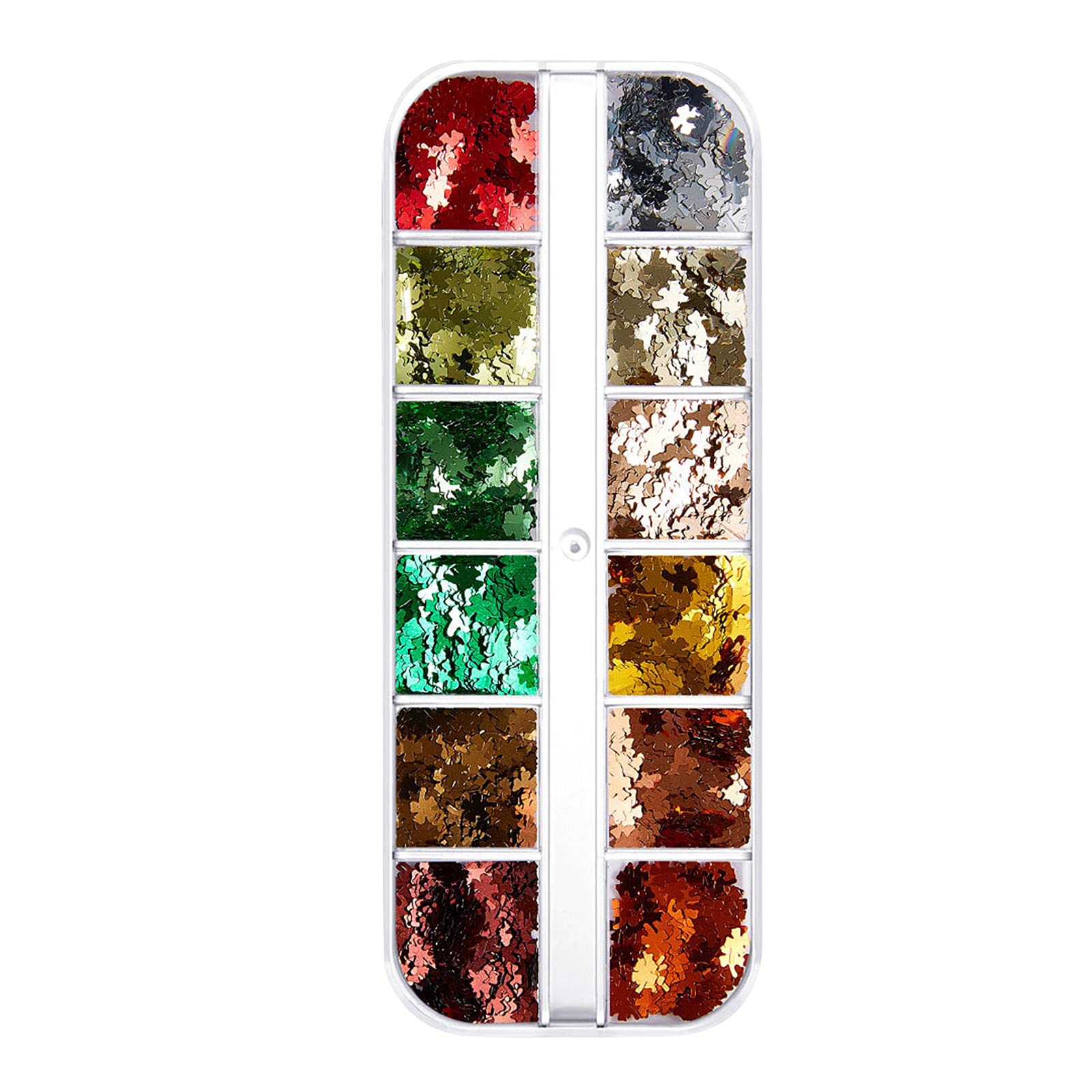 DIY Nail Art Kit with Sequins, Maple Leaves & Press-On Tips - Clear Nail Decorations for Holiday, Face & Body Art - Perfect for Halloween, Christmas & Party Makeup (One Size, G)