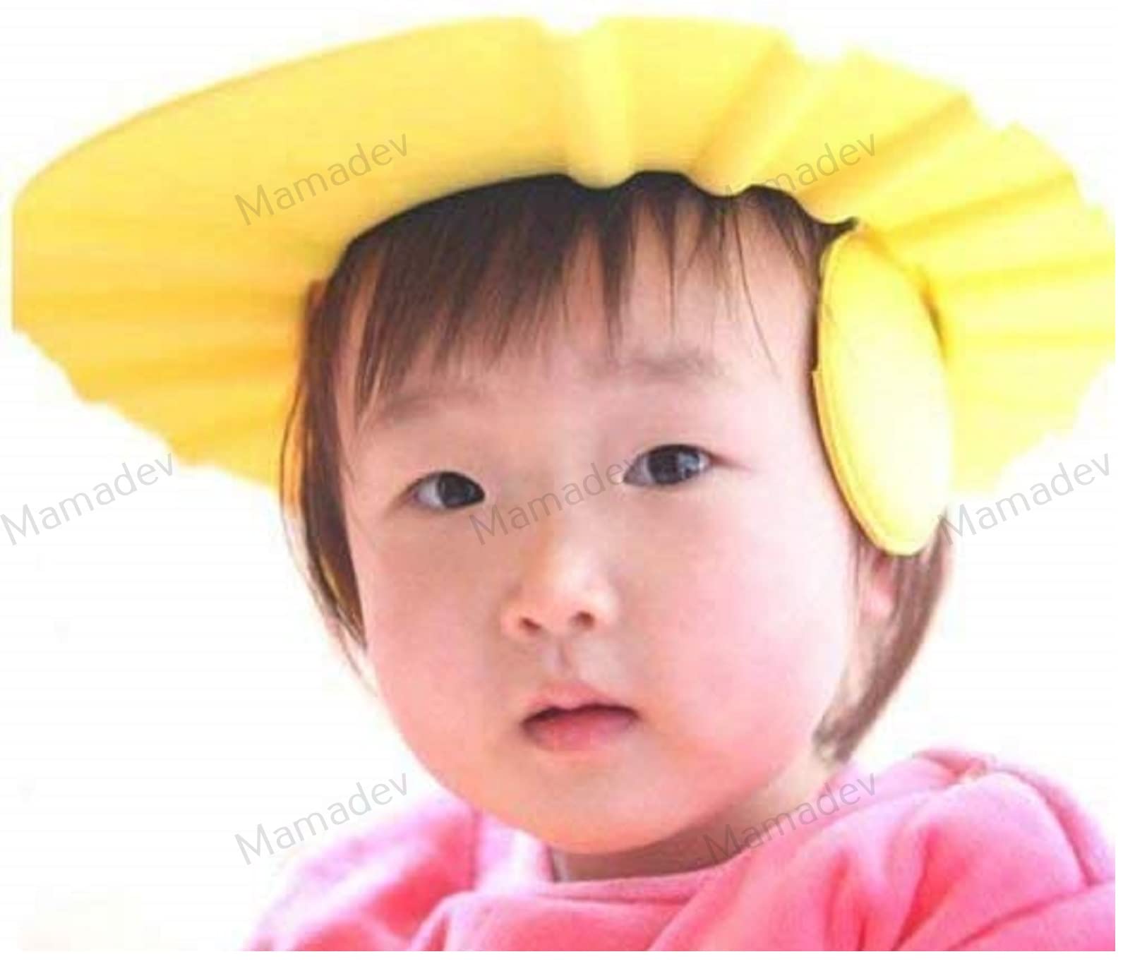 Mamadev® Adjustable Soft Baby Shower Cap for Safe Hair Washing - Waterproof Bath Hat for Infants & Toddlers - Leaf Shape Design (1 Piece, Multi Color) - Perfect for Bath Time, Swimming & Sensitive Skin Care