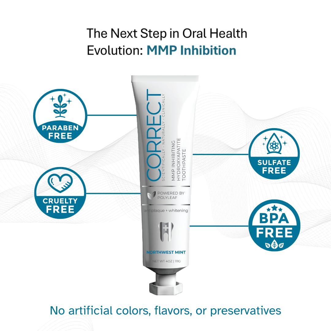 Fluoride-Free Hydroxyapatite Toothpaste for Whitening & Sensitive Teeth - Doctor-Formulated with MMP Inhibiting, Antiplaque & Remineralizing Properties - Promotes Gum Health, SLS-Free, Made in USA (4oz) - Perfect for Daily Oral Care & Natural Teeth Whitening