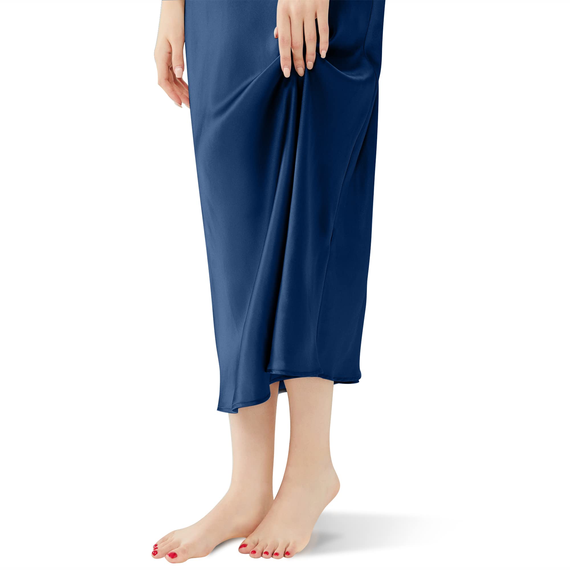 Orose Premium Low Cut Back Long Silk Nightgown for Women - Elegant Sleepwear & Loungewear for Comfortable Nights & Relaxing Evenings