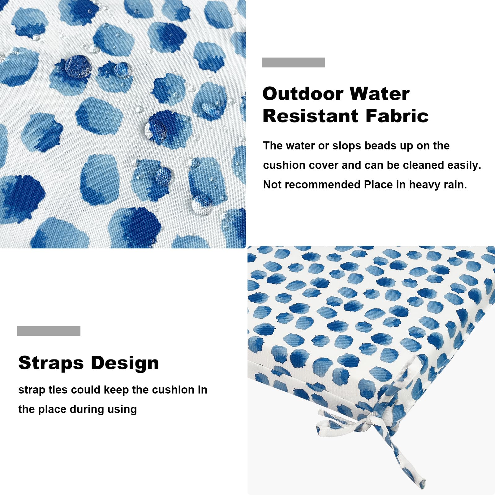 2 Pack Waterproof Outdoor Chair Cushions with Ties - 18.5